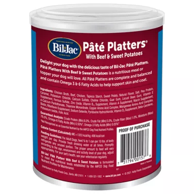 Product Bil-Jac® Pate Platters Adult Wet Dog Food - Grain Free, Beef & Sweet Potatoes, 13 oz
