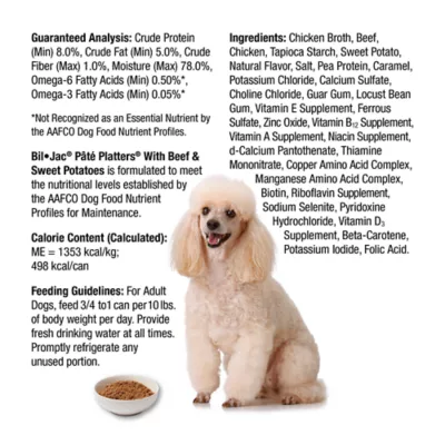 Product Bil-Jac® Pate Platters Adult Wet Dog Food - Grain Free, Beef & Sweet Potatoes, 13 oz