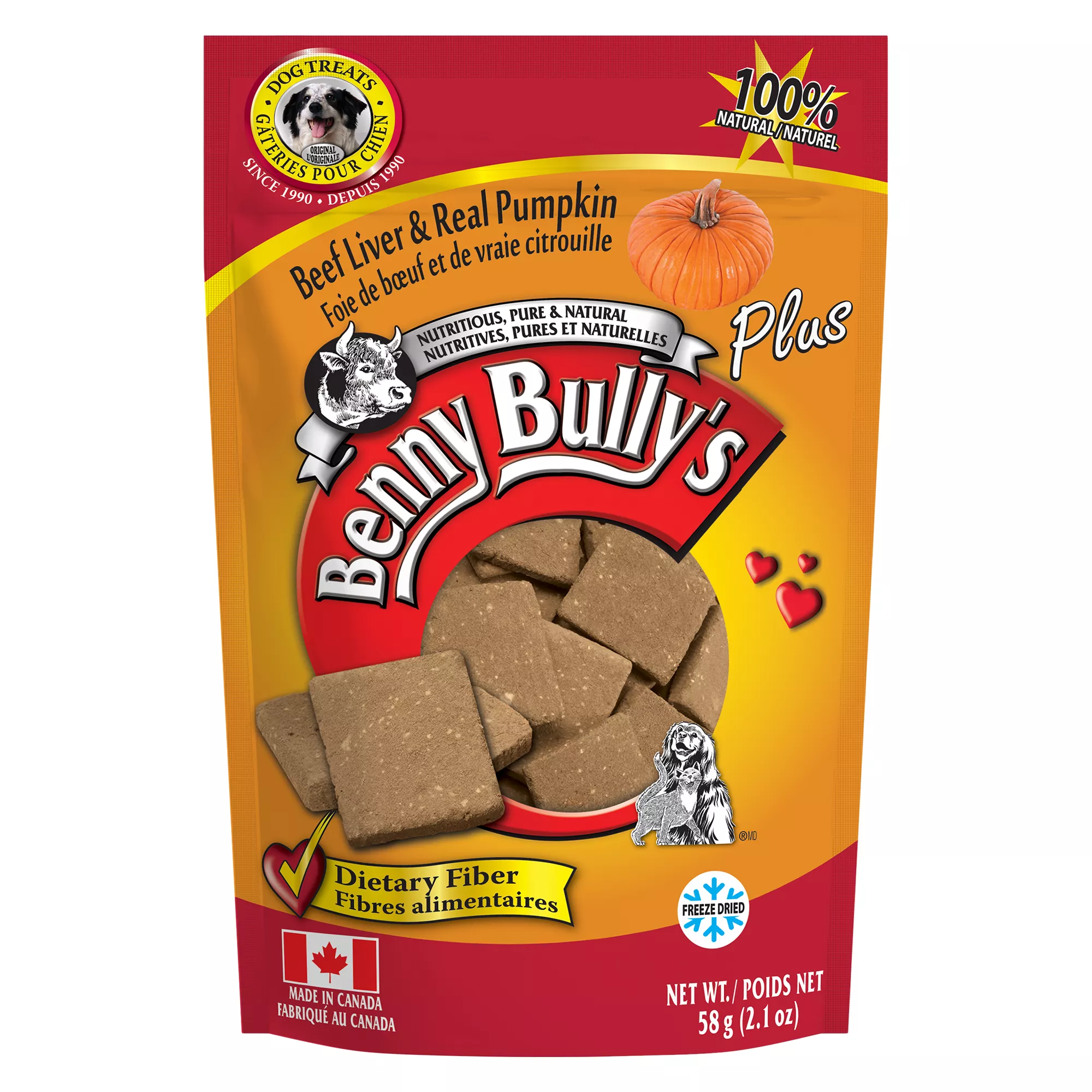 Benny Bully's Plus Dog Treat - Natural, Beef Liver & Pumpkin