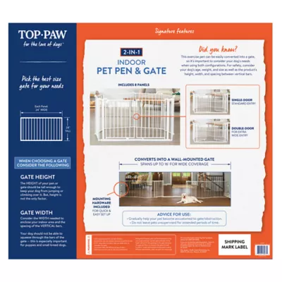 Top Paw® 2-in-1 Double Door Pet Gate & Pen - Dog Gate and Play Pen, up to 16 ft, extra wide entry - Image 6
