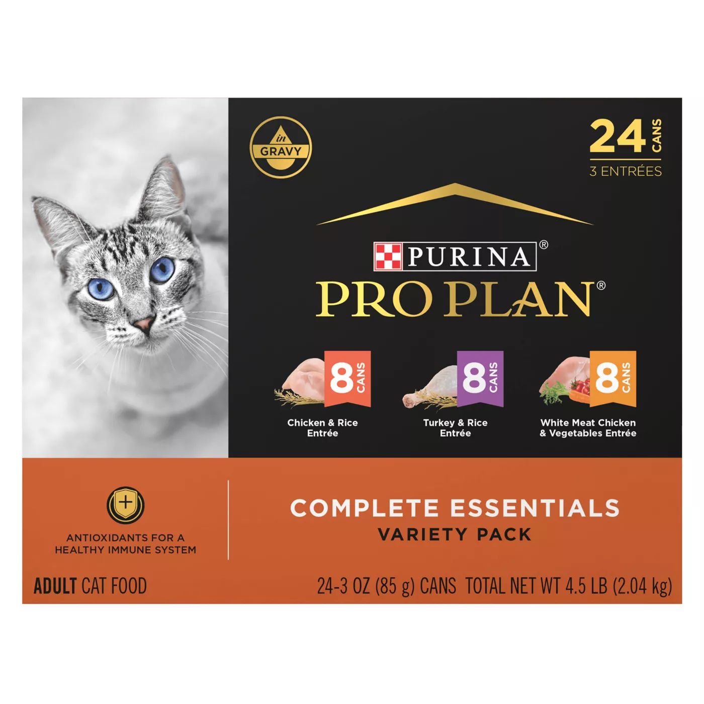 Purina Pro Plan Complete Essentials Adult Wet Cat Food Variety Pack 24 CT 72 OZ