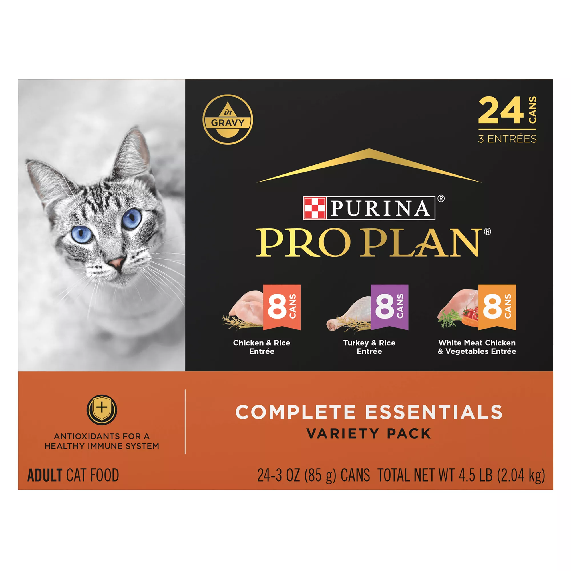 Purina Pro Plan Complete Essentials Adult Wet Cat Food - Variety Pack, 24 CT, 72 OZ