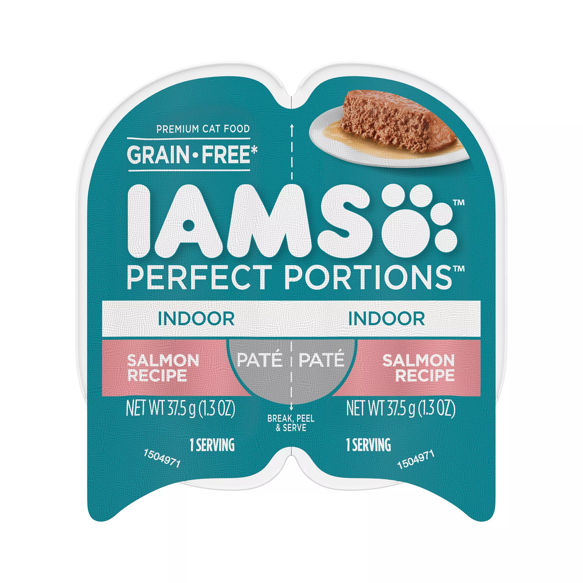 Iams Perfect Portions Adult Indoor Cat Wet Food Grain Free Salmon Paté