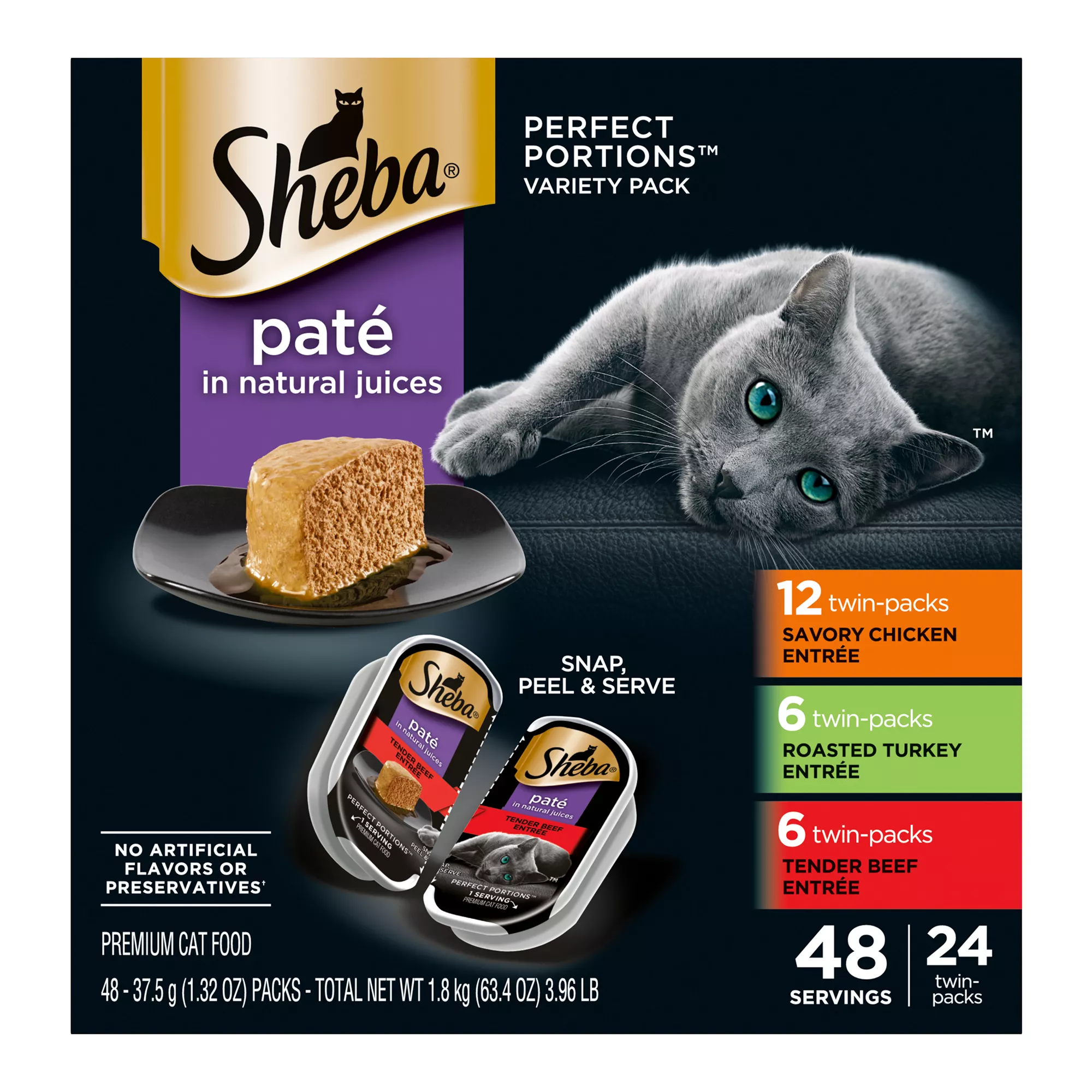 Sheba® Perfect Portions Adult Wet Cat Food - Pate, Variety Pack, 48 CT, 63.4 OZ