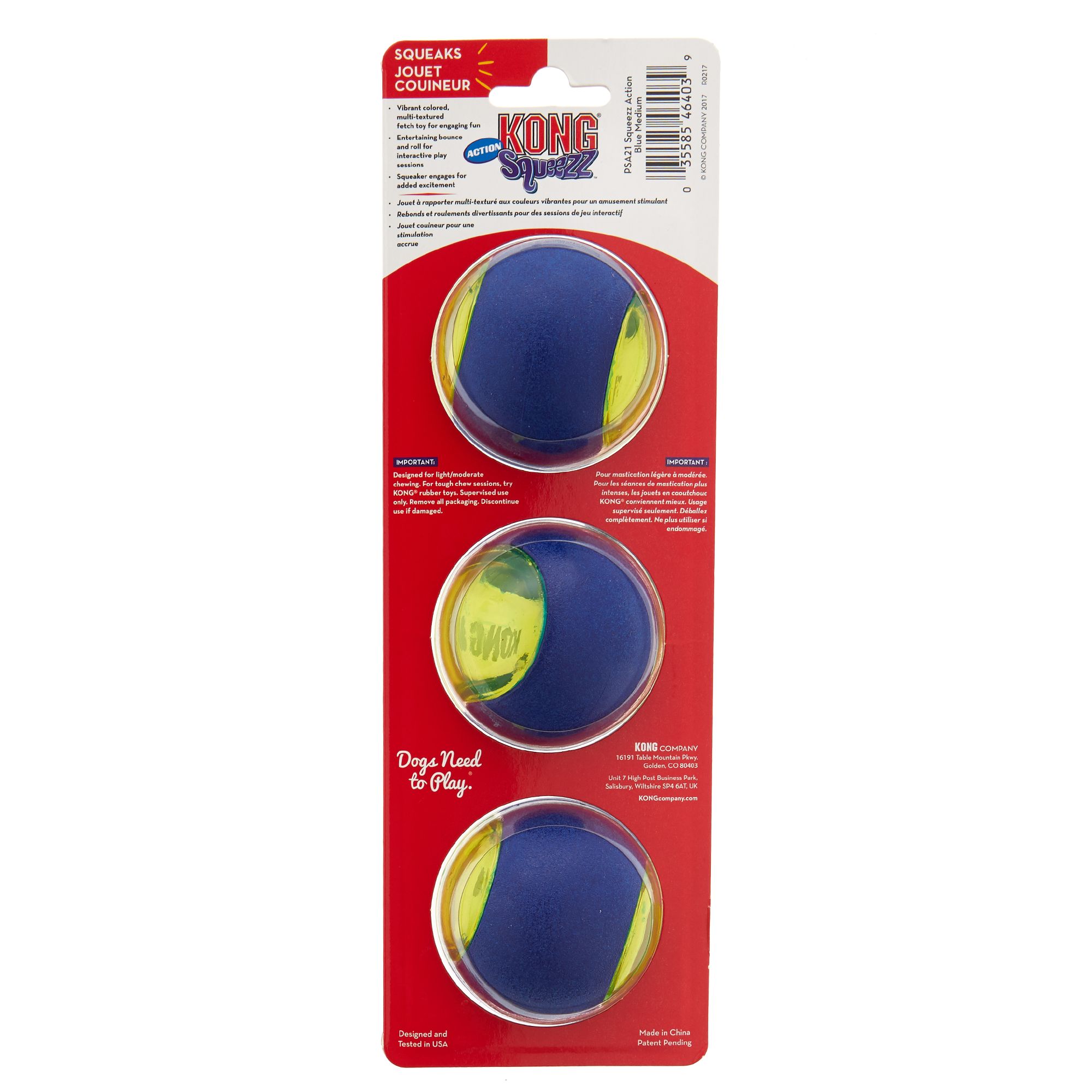 kong squeezz action ball 3 pack