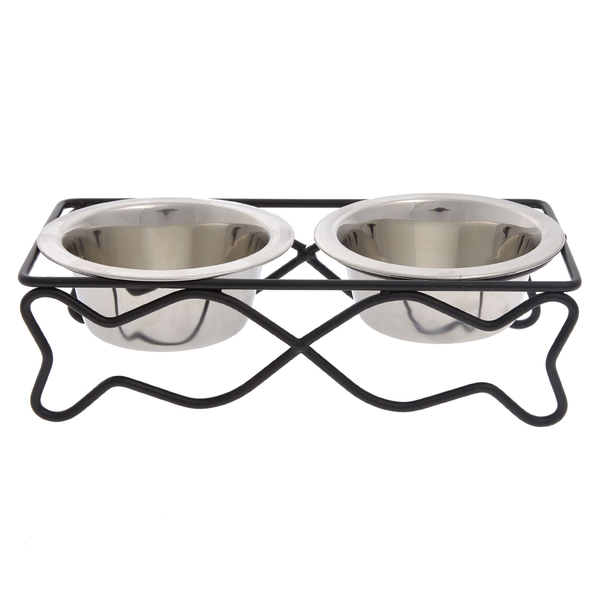 FRISCO Double Elevated Cat Bowl with Wood Stand, 0.5 cup 