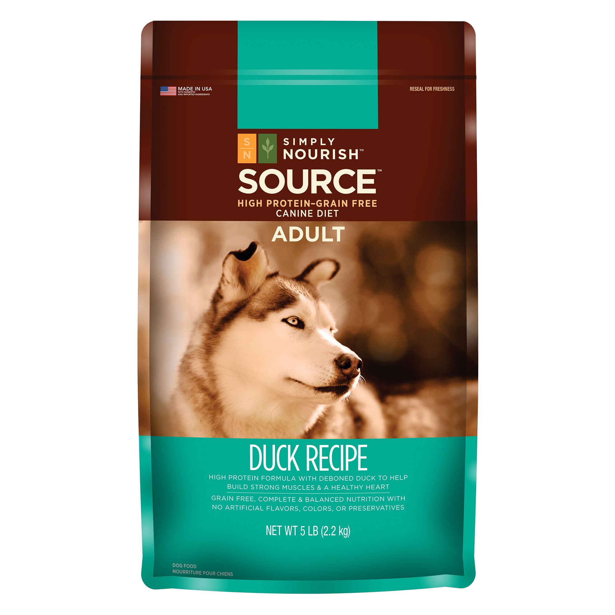 Simply Nourish Source Adult Dog Food Natural Grain Free Duck Recipe