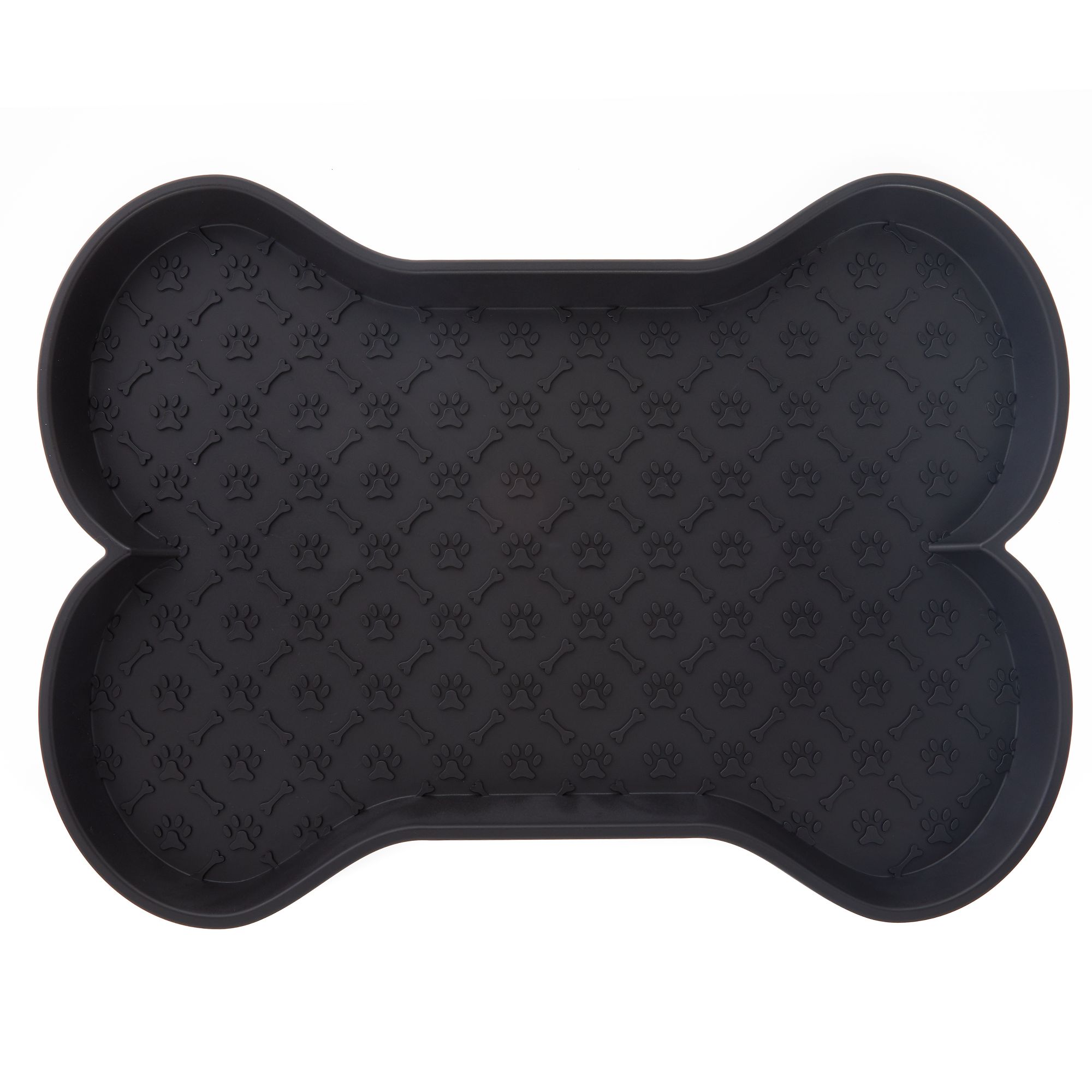 Dog Mat for Food and Water 2 Pieces Bone Shape Dog Mats Non-Slip PET  Feeding Mat for Under Dog Bowls Embroidered Microfiber PET Bowl Mat Water