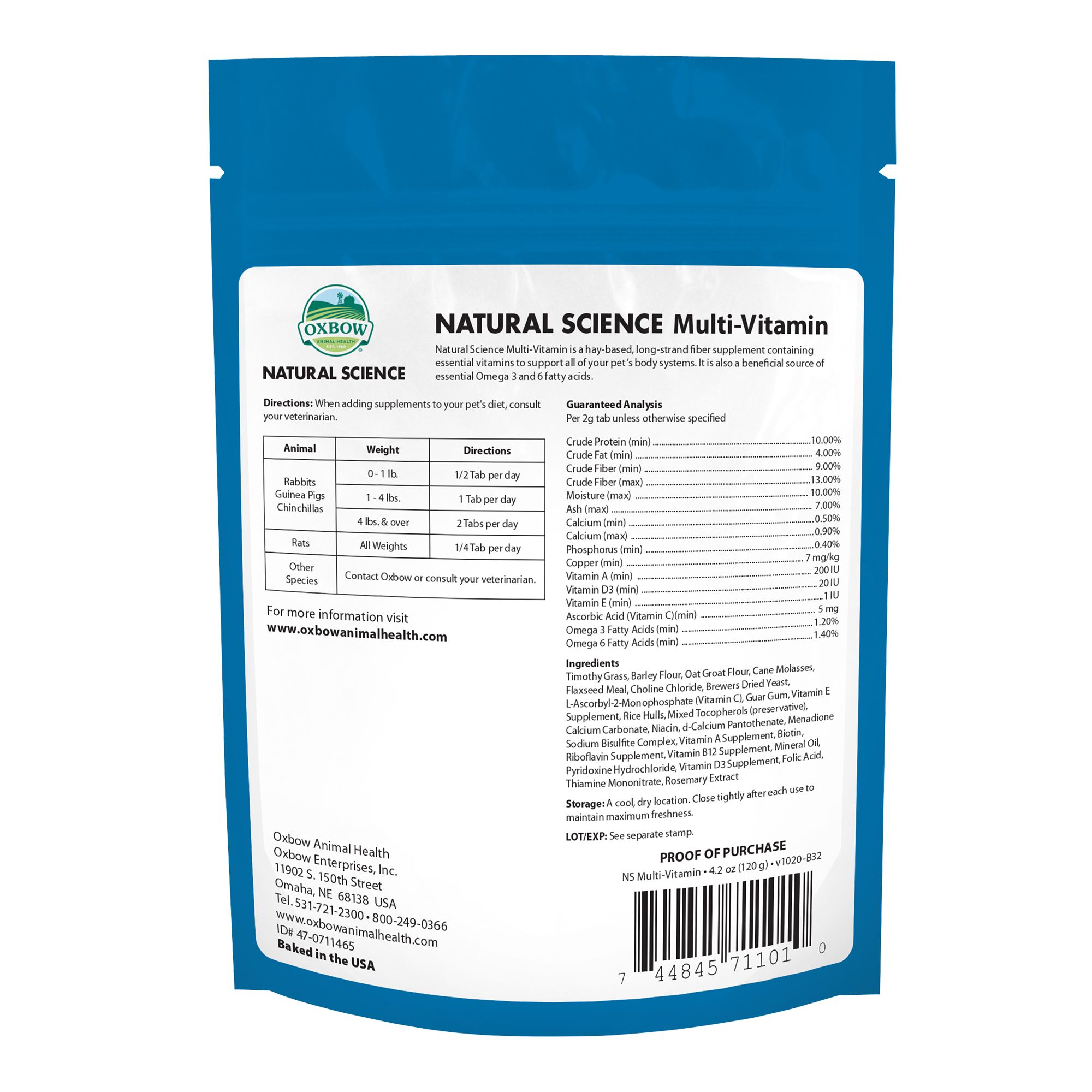 Oxbow Natural Science Multi-Vitamin Small Animal Supplement - thumbnail 2