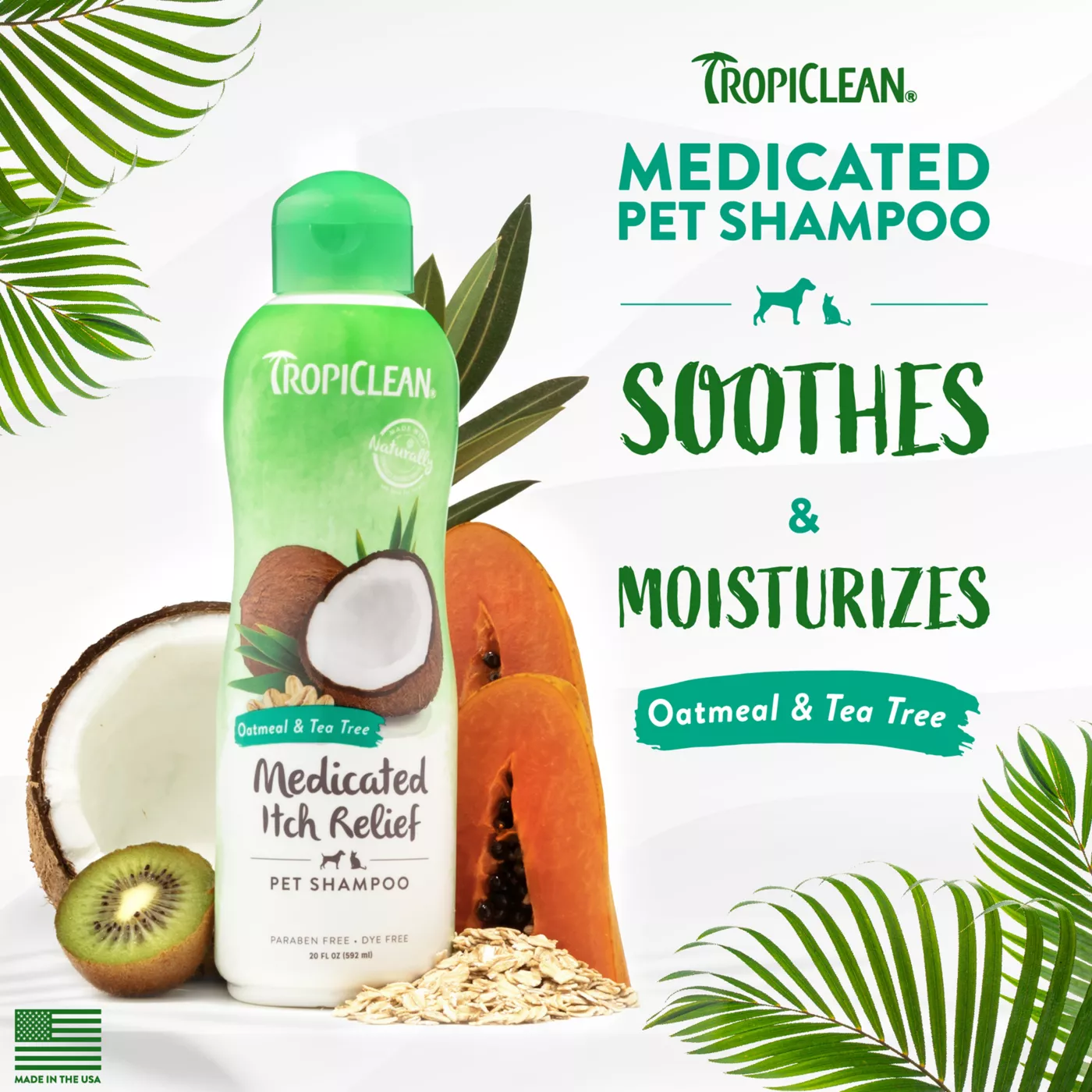 TropiClean Medicated Oatmeal Tea Tree Dog Shampoo