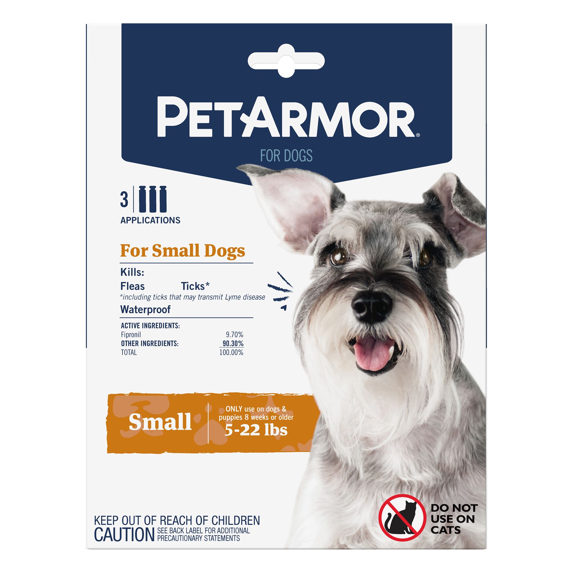 Petarmor For Dogs 5 22 Lbs Flea Tick Spot On Treatment 3 Count Dog Spot Ons Petsmart