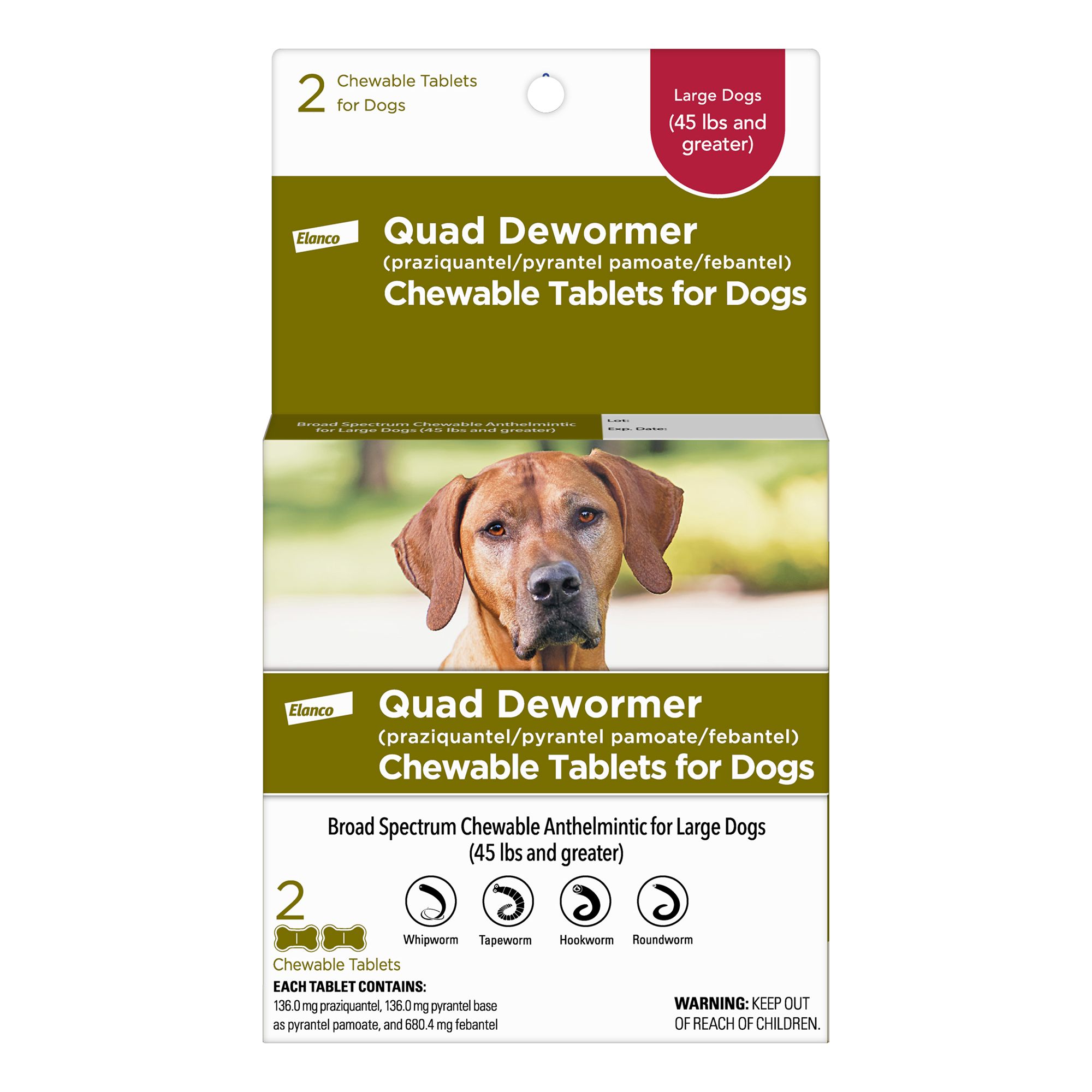 Bayer Quad Dewormer Chewable Tablets for Large Dogs | dog Treatments