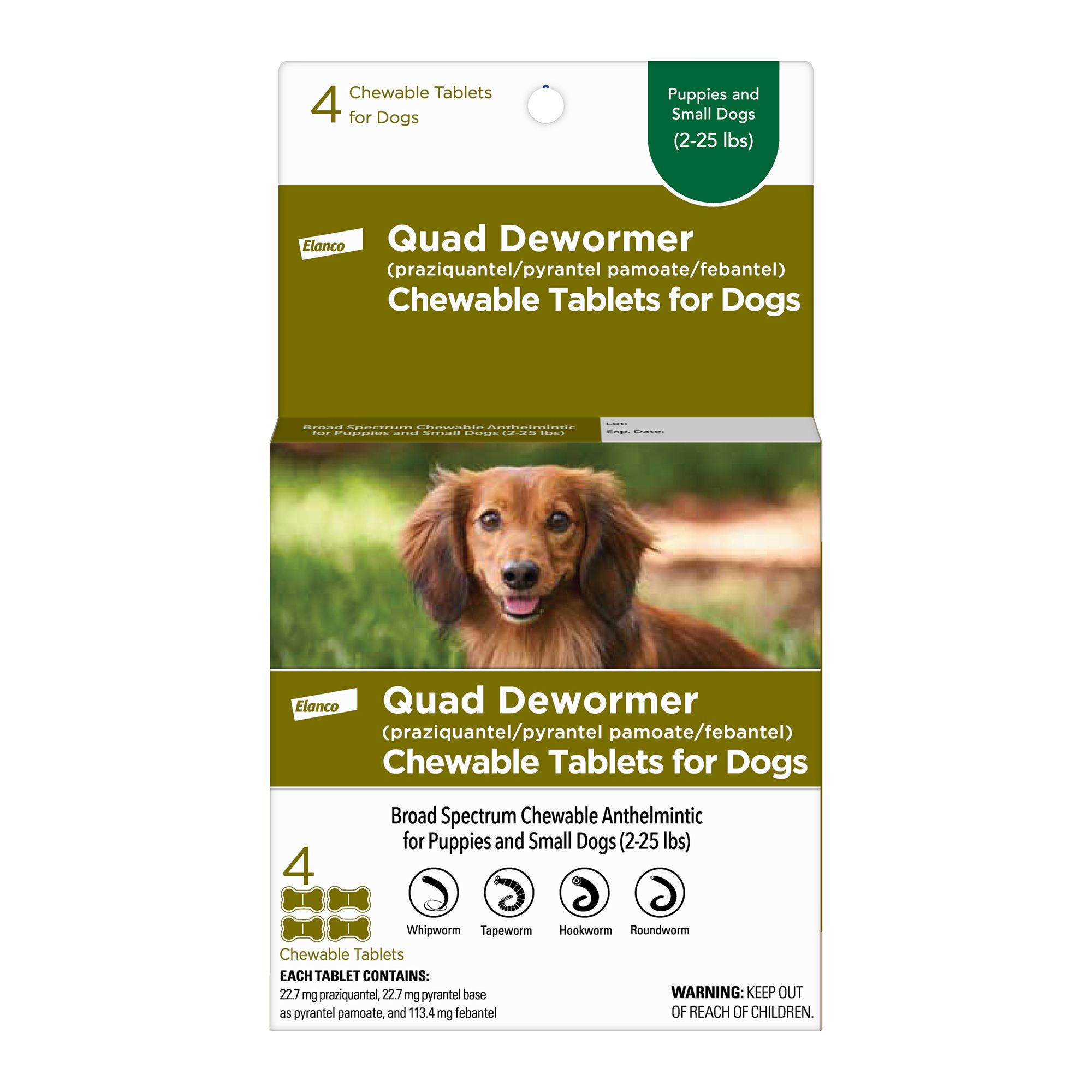 Bayer Quad Dewormer for Small Dogs, 4 Tablets