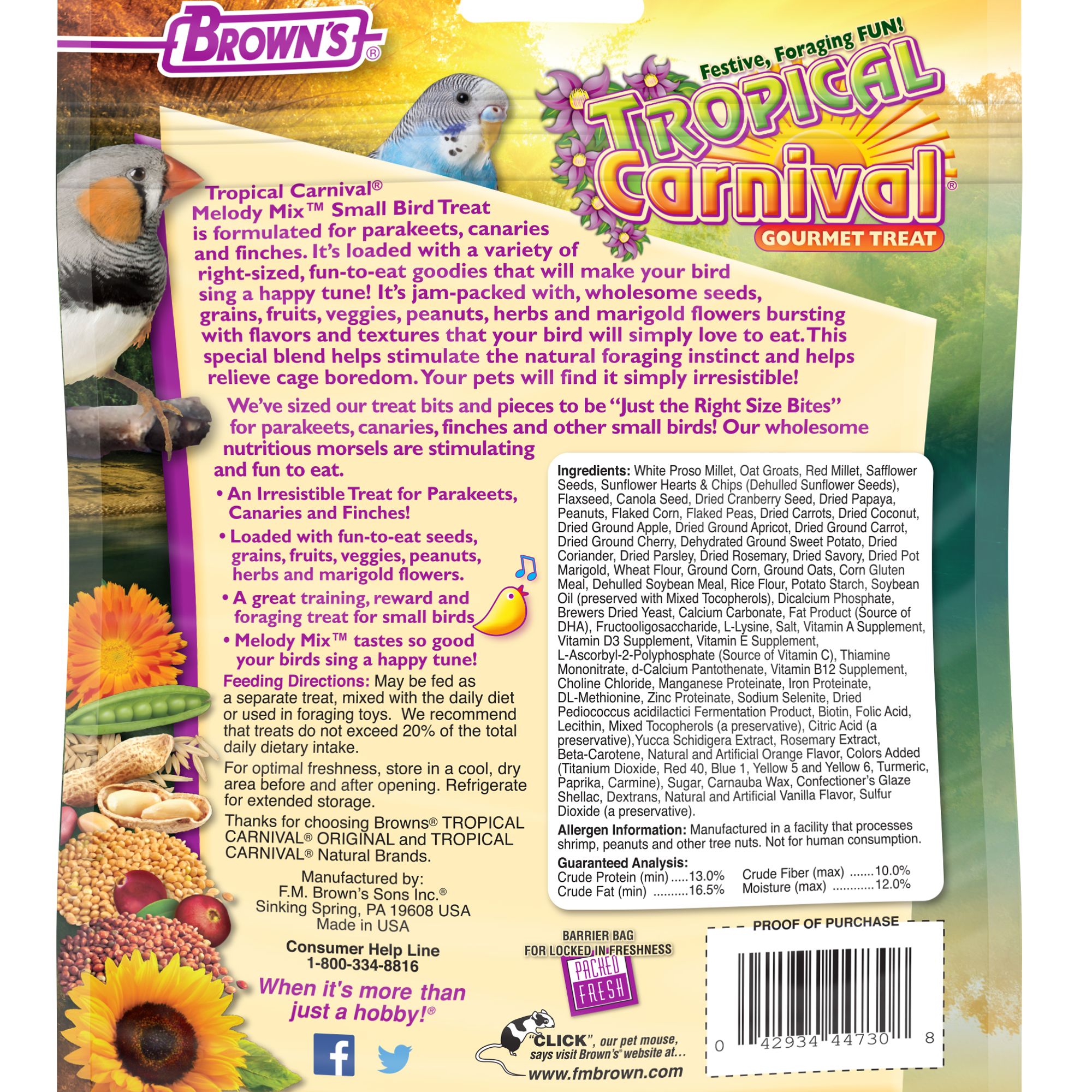 Brown's® Tropical Carnival® Melody Mix Small Bird Treats