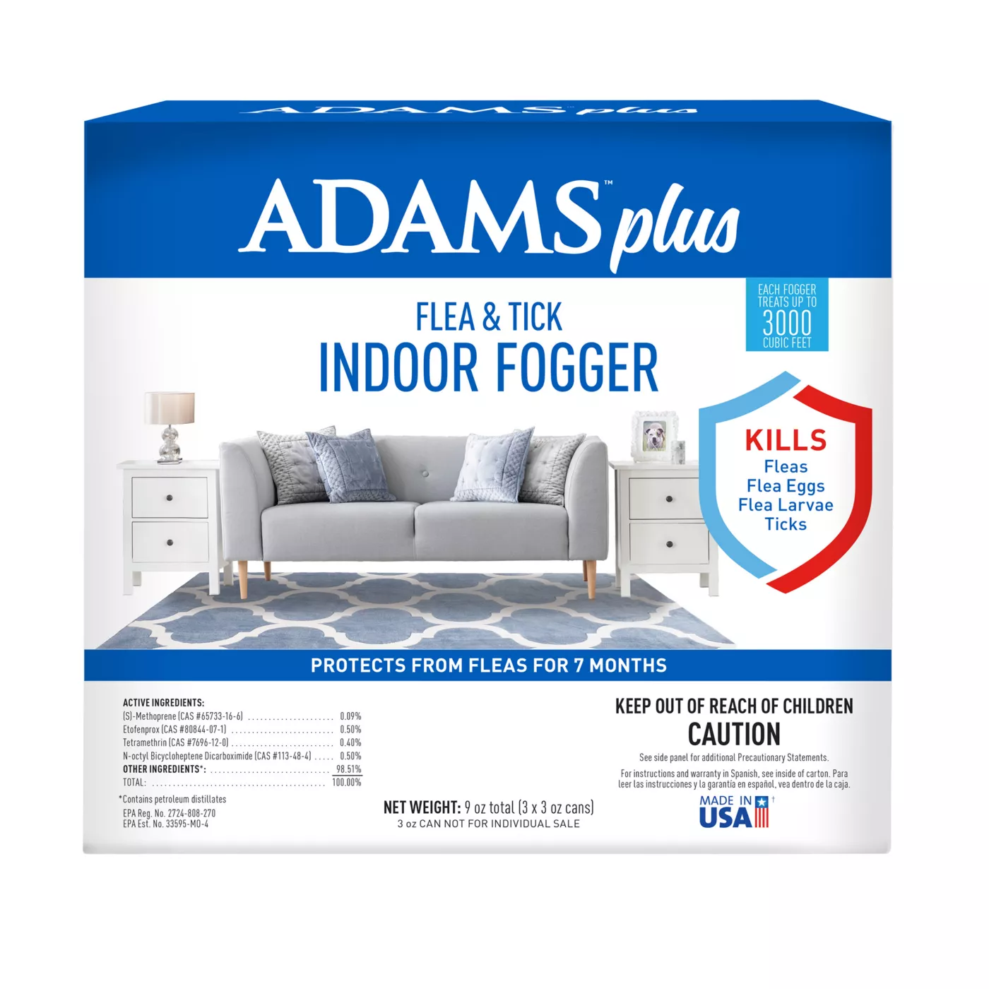 Adams Plus Flea Tick Indoor Fogger 3 Pack