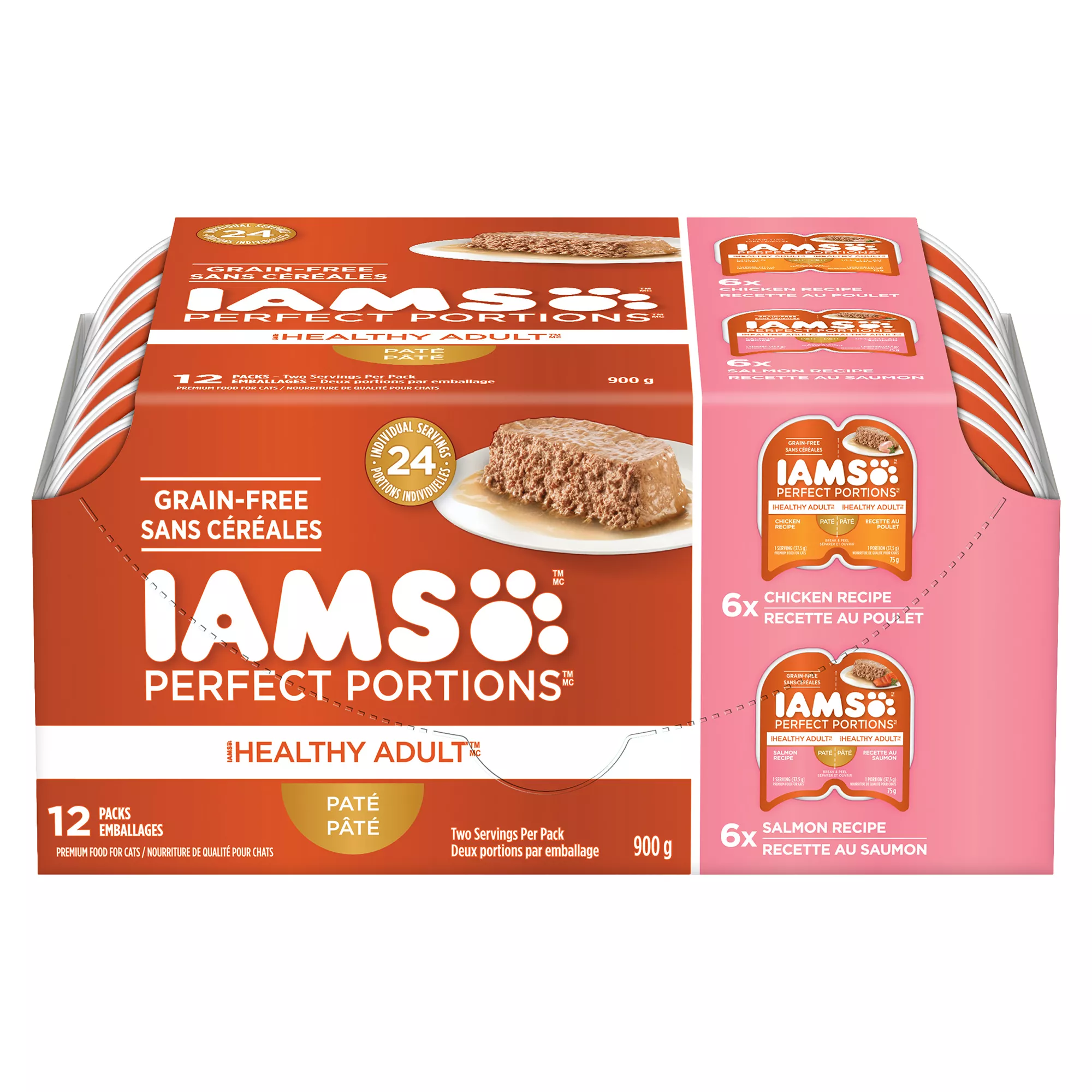 Iams® Perfect Portions Healthy Adult Cat Food - Grain Free, Multipack, Chicken & Salmon