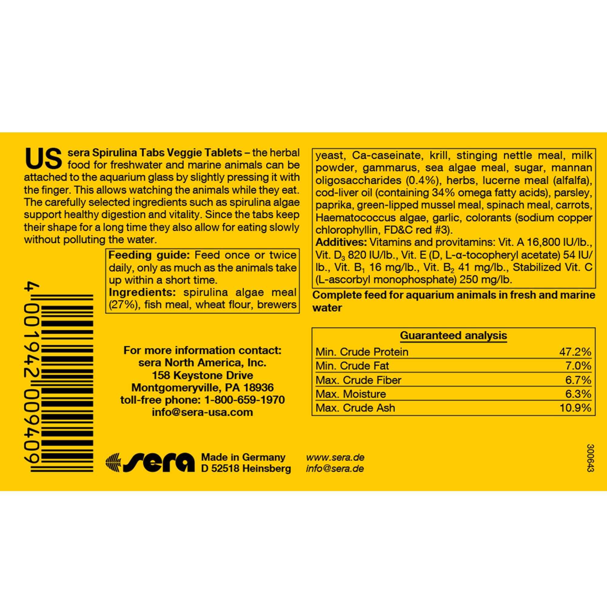 Sera® Spirulina Fish Food Tablets for Tropical Fish - thumbnail 2