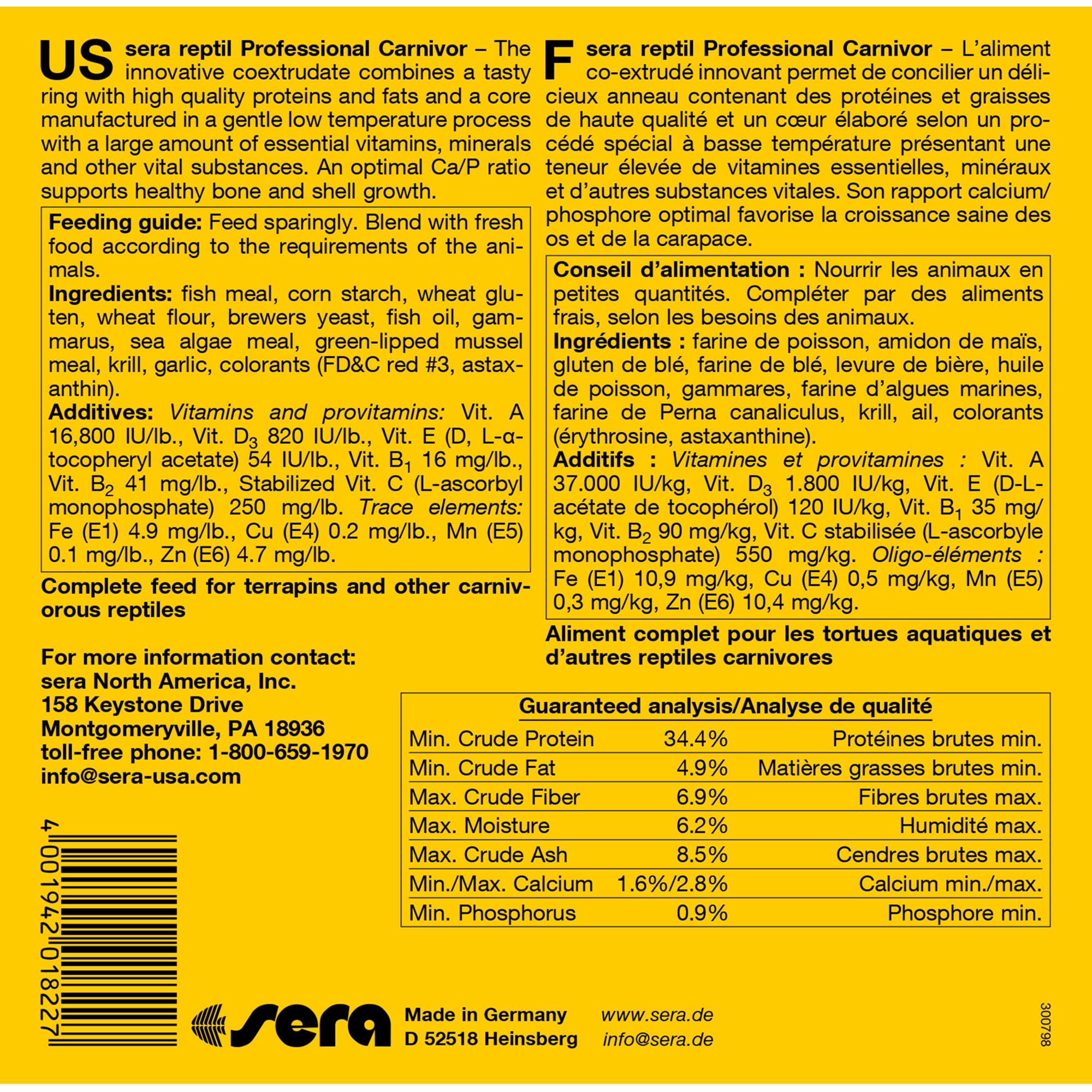 Sera® Professional Carnivore Reptile Food - Carnivore Reptile Diet - 1 L - thumbnail 2