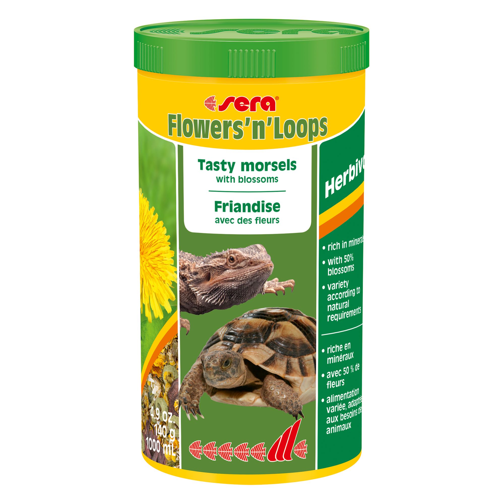 Sera® Flowers 'n' Loops Reptile Food - Herbivore Reptile Food - 1000 ml