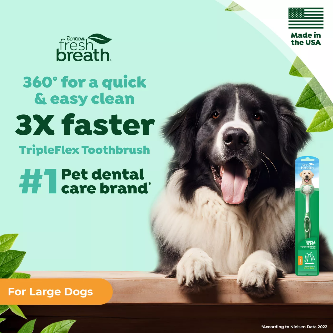 TropiClean Fresh Breath Triple Flex Dog Toothbrush