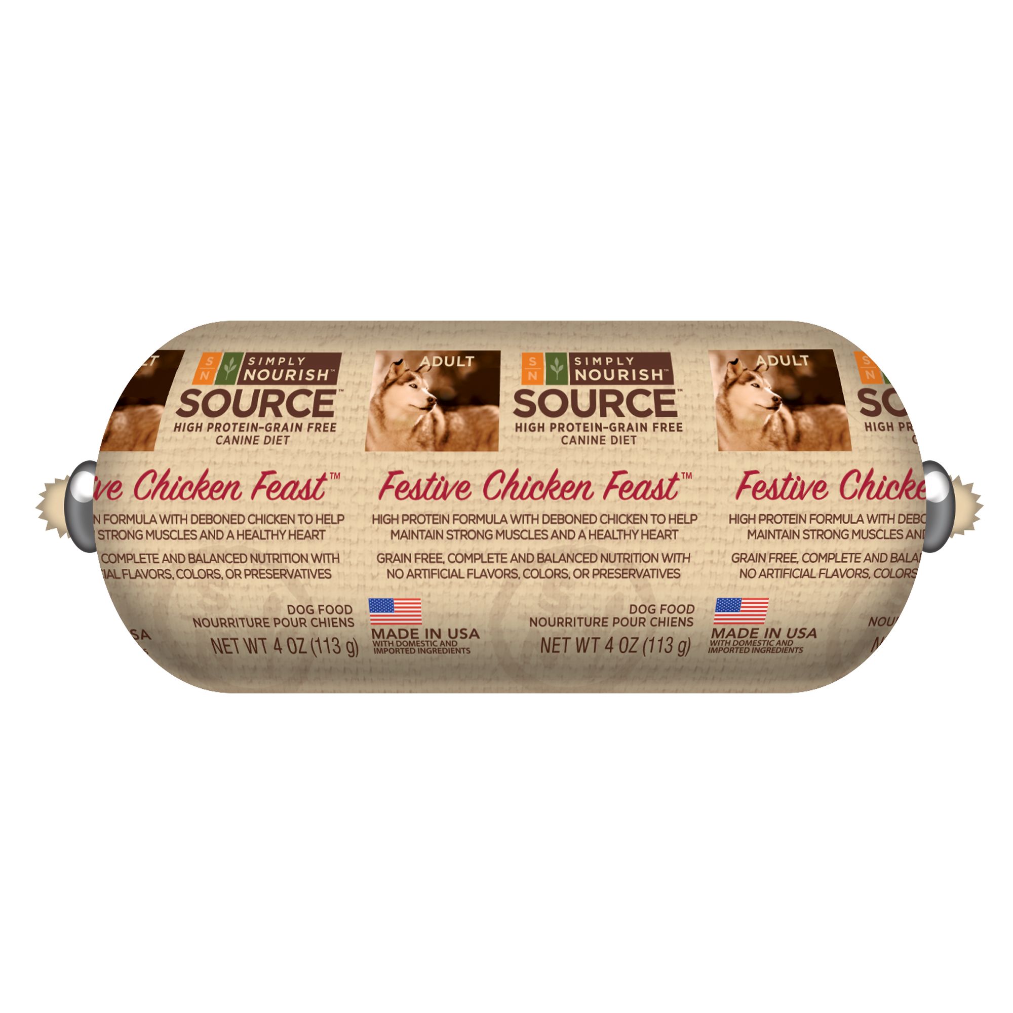 Simply Nourish™ Source Festive Chicken Feast Dog Food Roll Natural