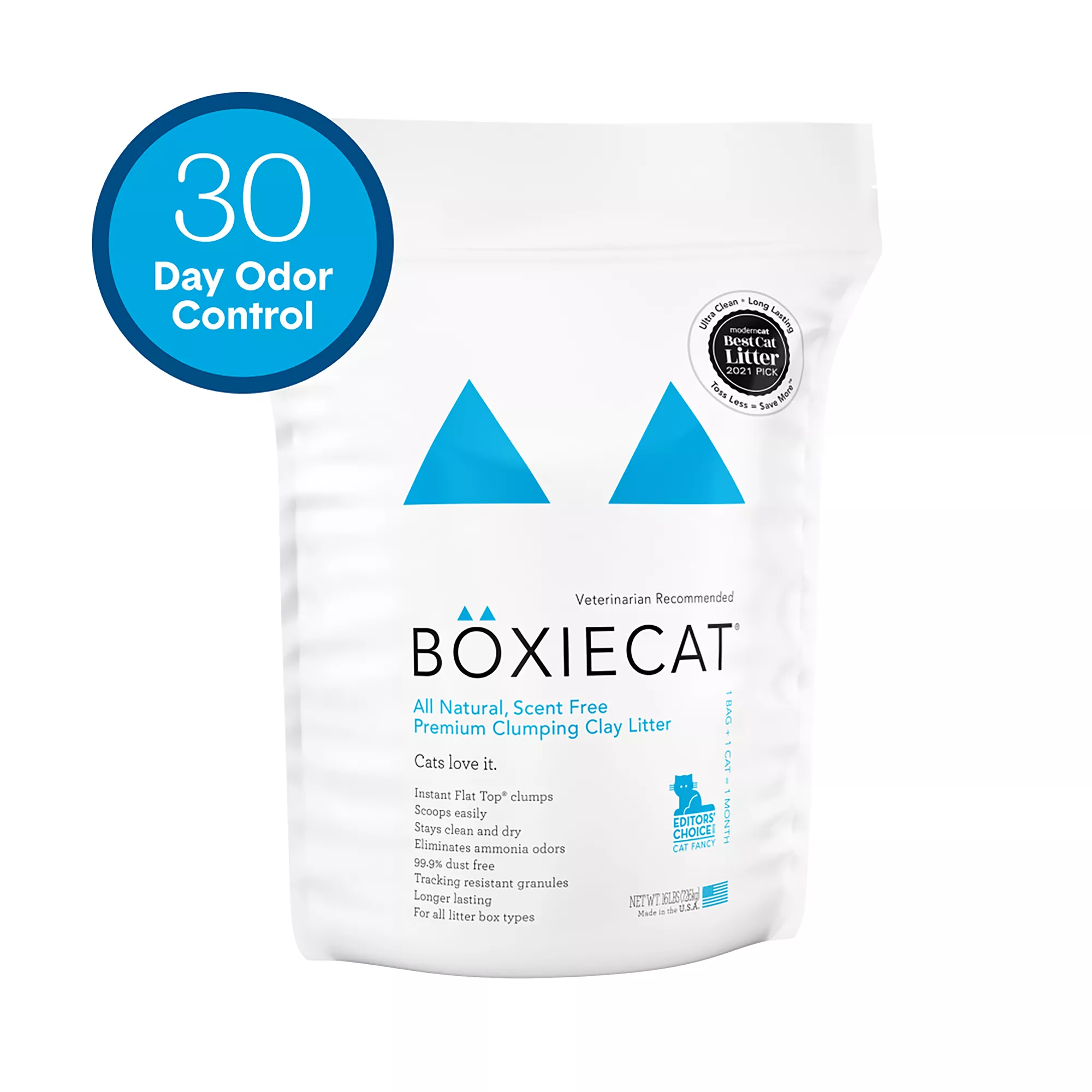 Boxiecat Clumping Multi-Cat Clay Cat Litter - Unscented, Low Dust, Low Tracking, Natural