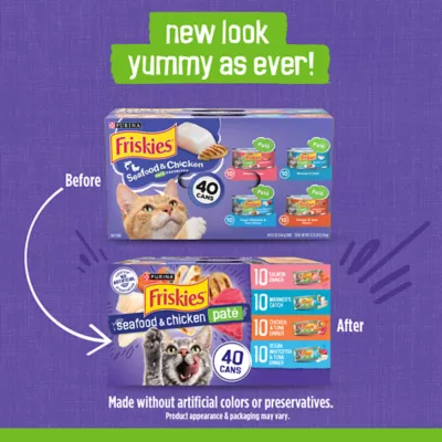 Product Purina® Friskies® Seafood & Chicken Pate Adult Cat Wet Food - Variety Pack, 5.5 Oz, 40 Count