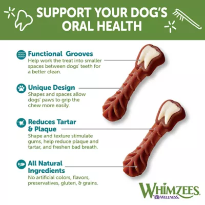 Product WHIMZEES Brushzees Dental Dog Treat - Natural, Grain Free, 1 Count