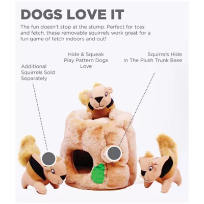 Outward Hound Hide a Squirrel Puzzle Dog Toy Plush Squeaker