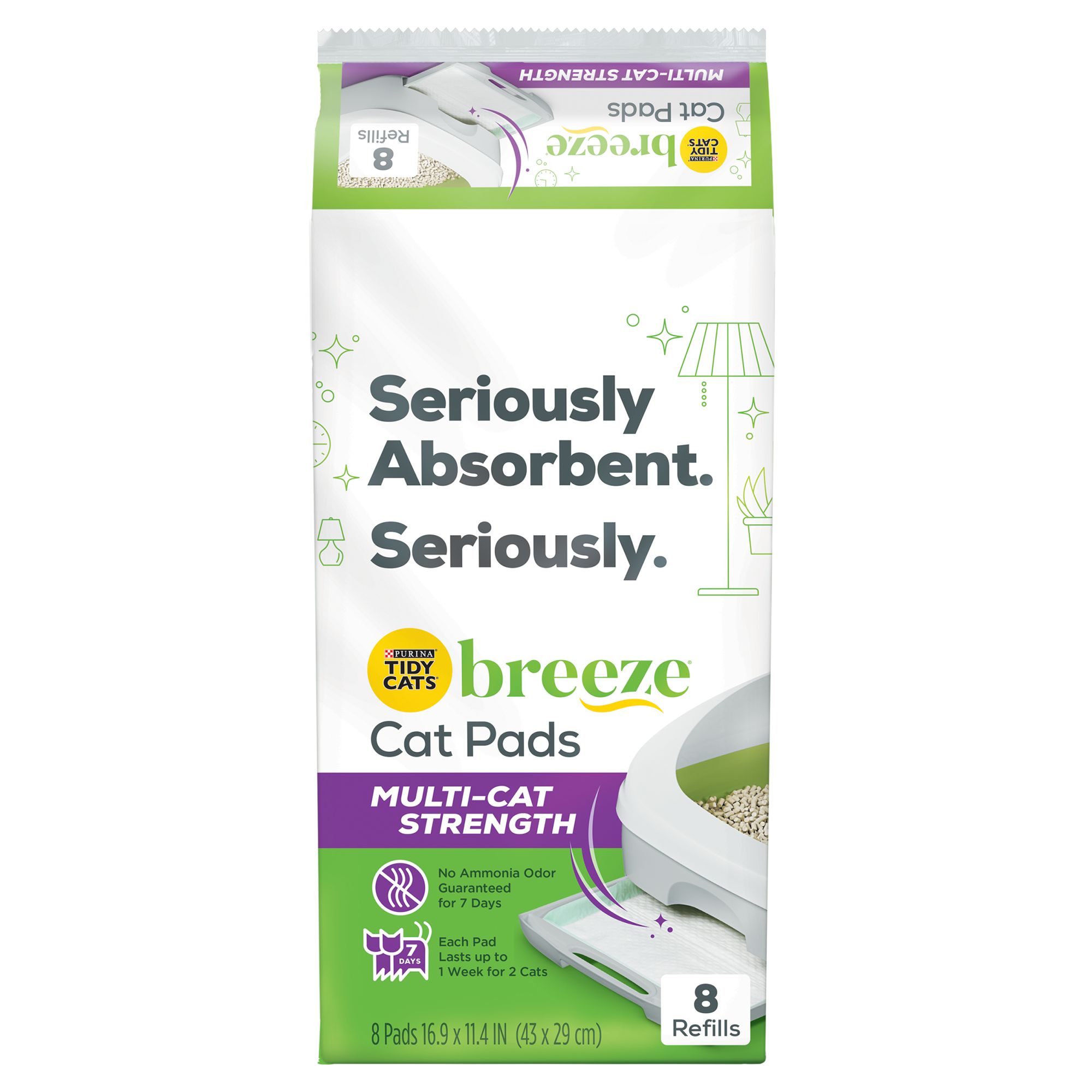 Tidy Cats Breeze Litter Pads Refill Pack Multi Cat Strength 8 ct