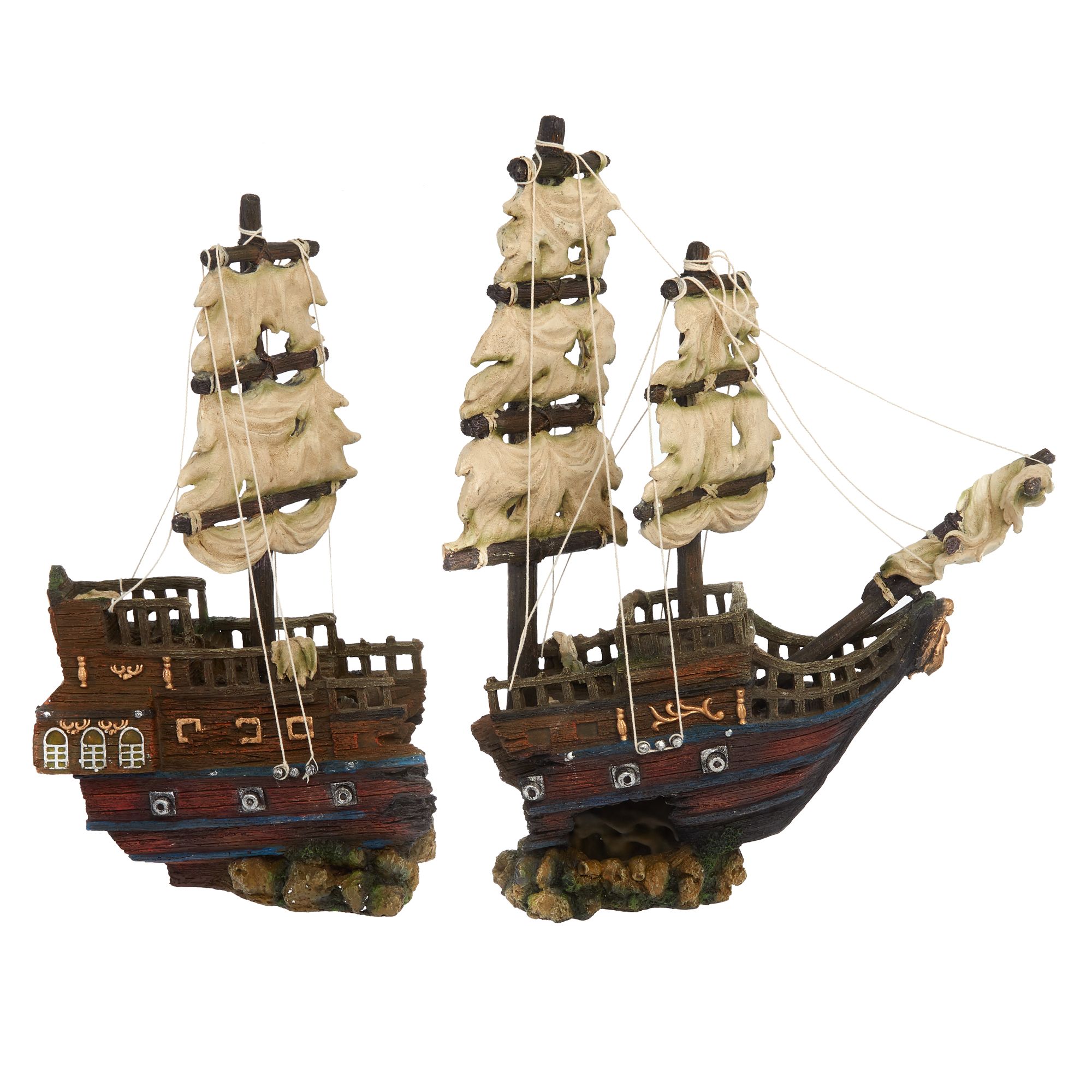 top fin ship aquarium ornament