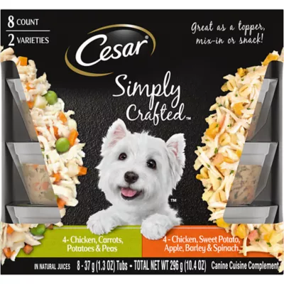 Cesar Simply Crafted Adult Wet Dog Food Meal Topper Grain Free 8 Count