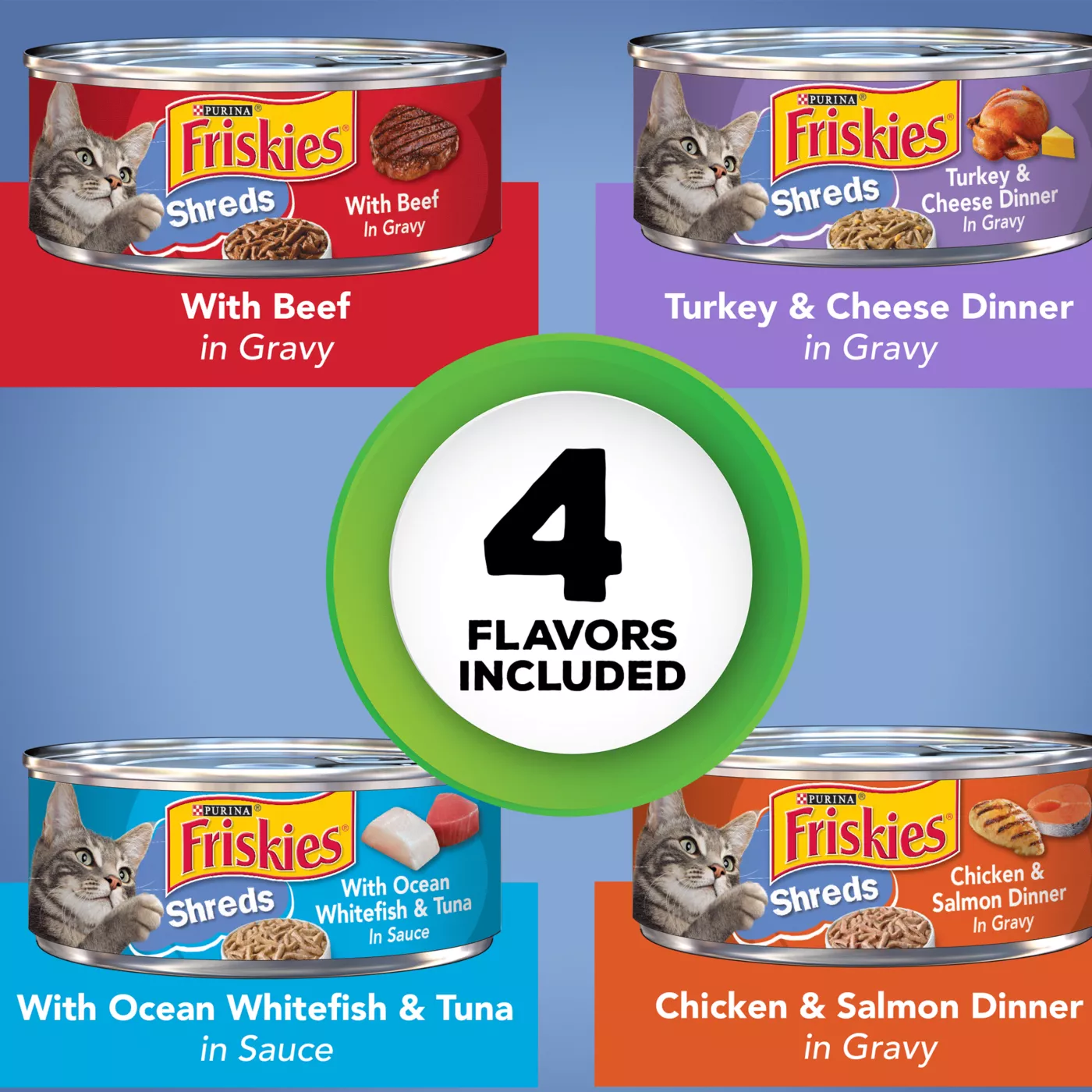 Purina Friskies Shreds Adult Cat Wet Food Variety Pack 32 CT 176 OZ