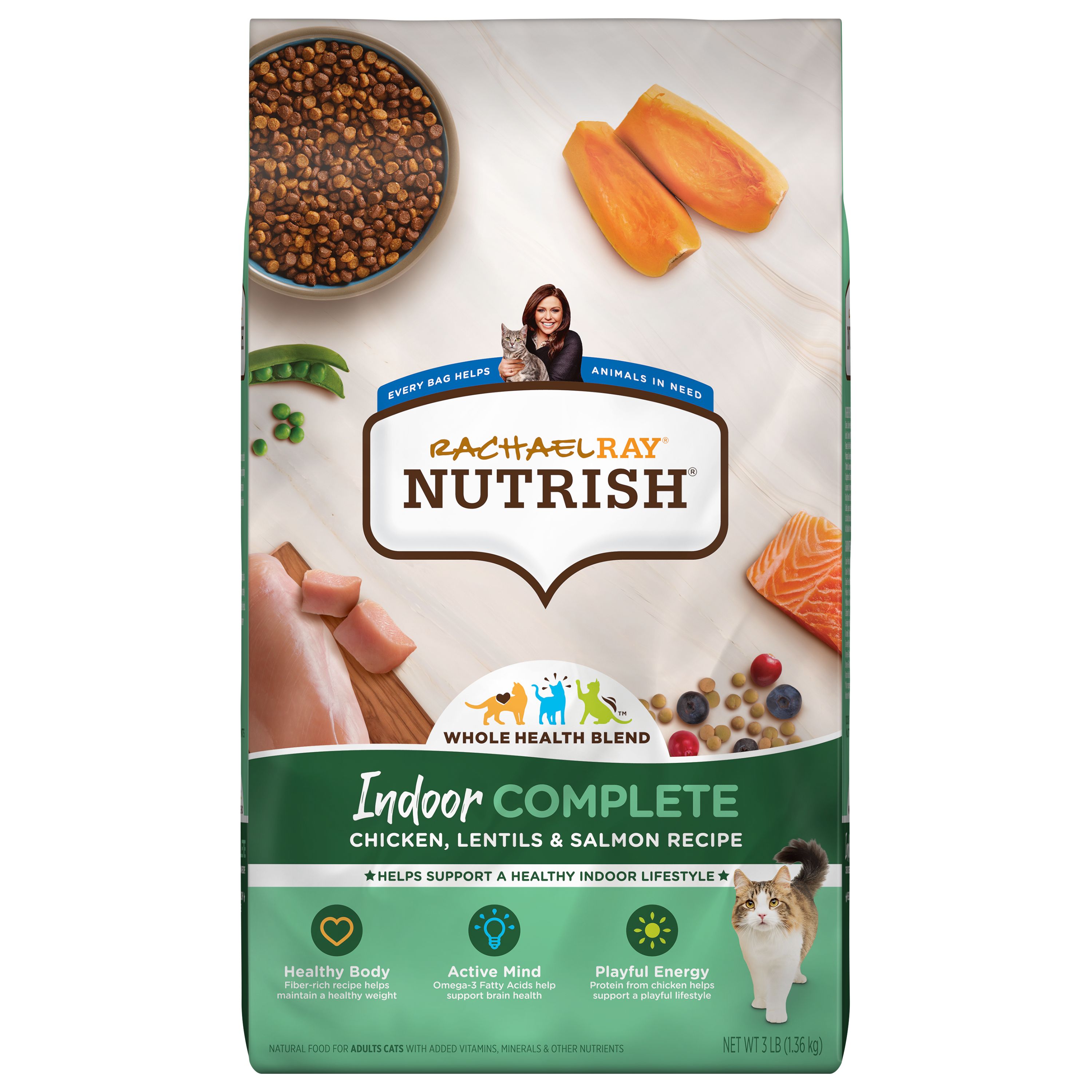 Rachael Ray Nutrish Dry Cat Food Adult Chicken Lentils Salmon