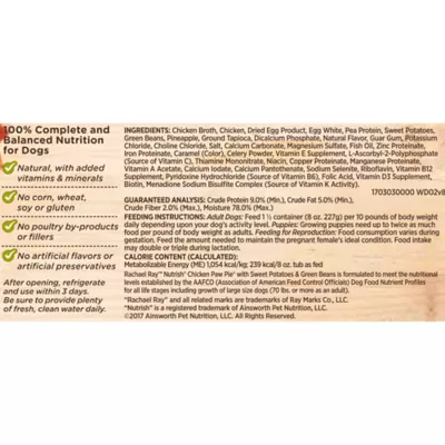 Product Rachael Ray Nutrish Wet Dog Food All Life Stage - Chicken, Sweet Potato, Green Bean
