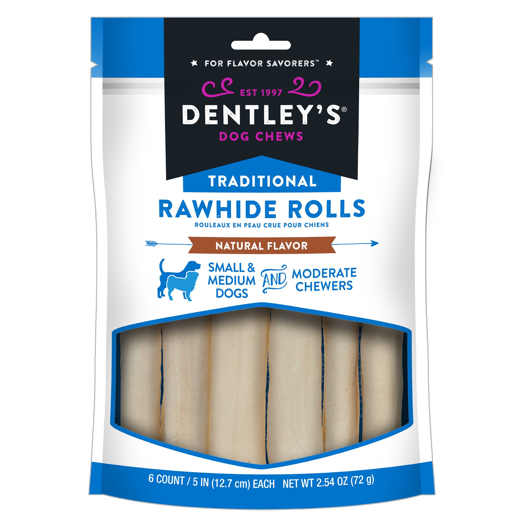 Dentley's® Traditional 5" Rawhide Rolls Dog Treats dog Bones & Rawhide PetSmart