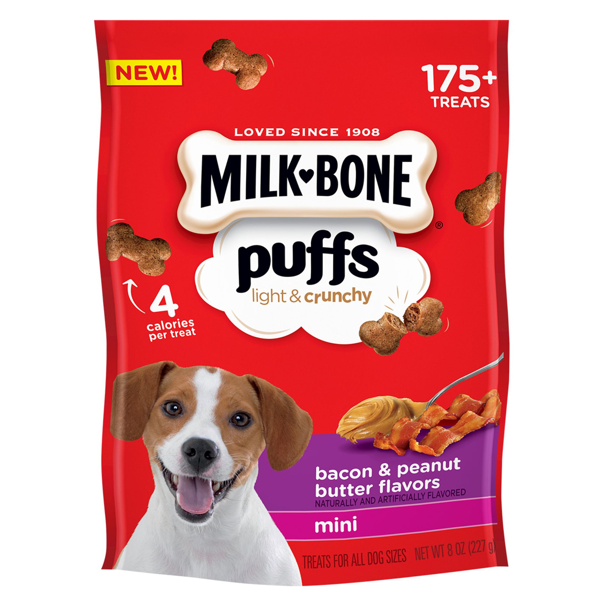 MILK-BONE® Puffs Light & Crunchy Mini Dog Treat - Bacon & Peanut Butter Flavor | dog Biscuits