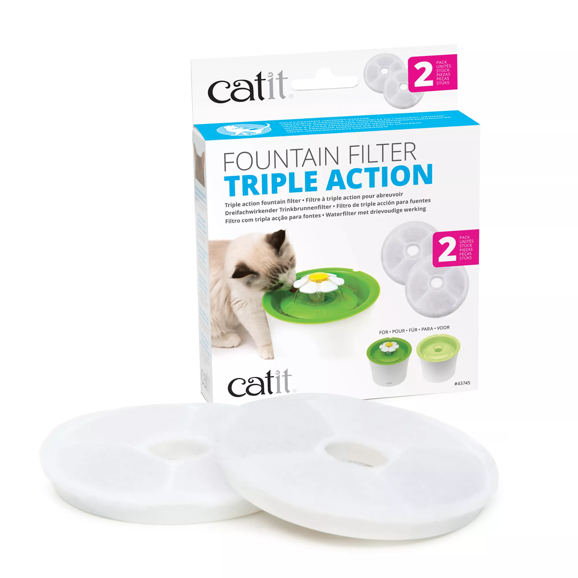 Catit® Flower Cat Triple Action Drinking Fountain Filters - 2 Pack