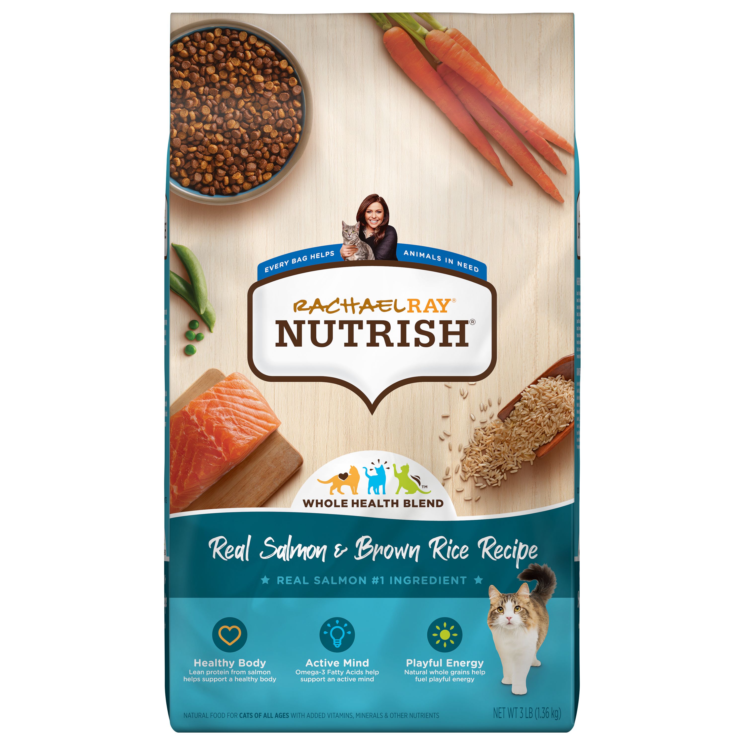 Rachael Ray Nutrish Dry Cat Food All Ages Salmon Brown Rice