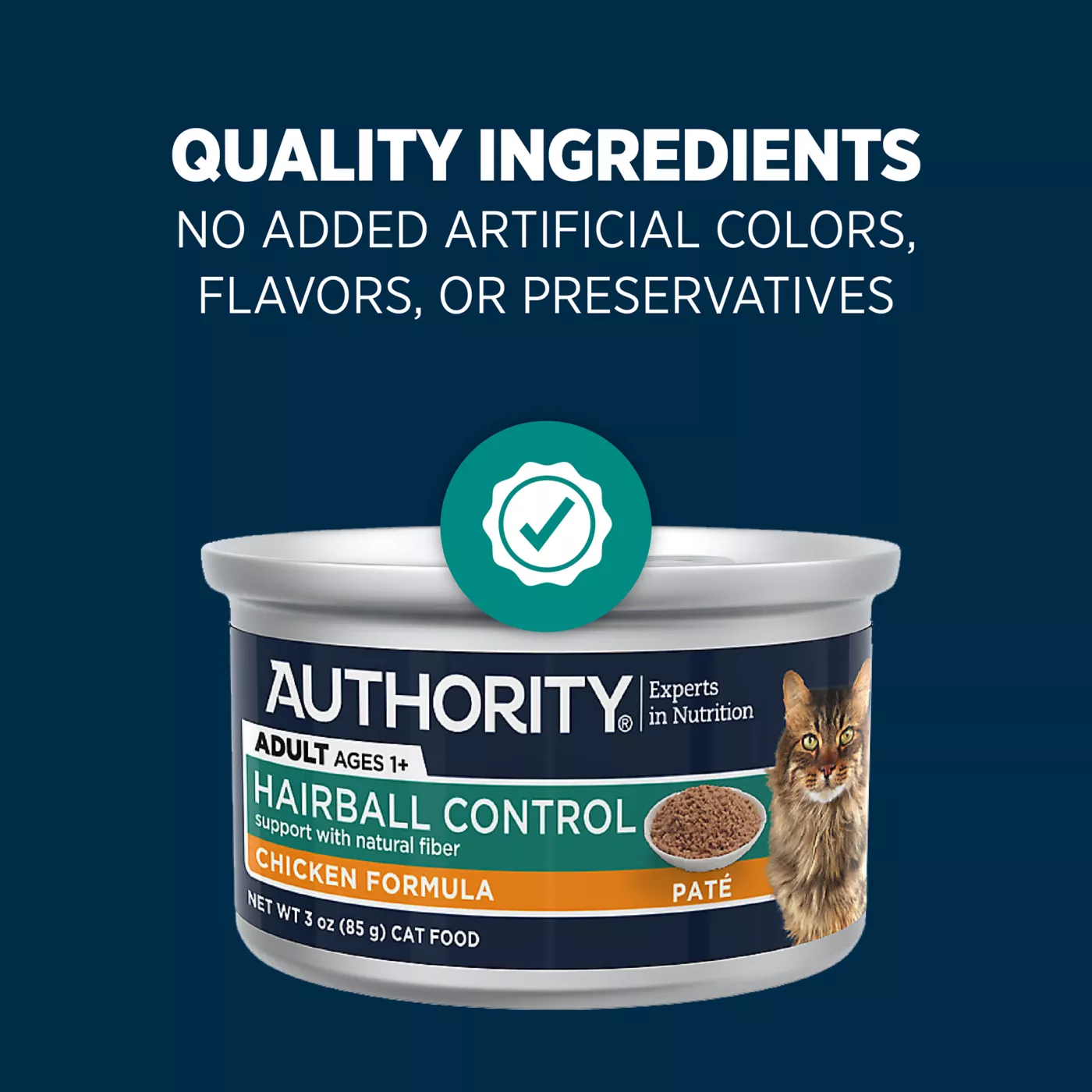 Authority Hairball Control Indoor Cat Wet Food 3 Oz Pate With Grain