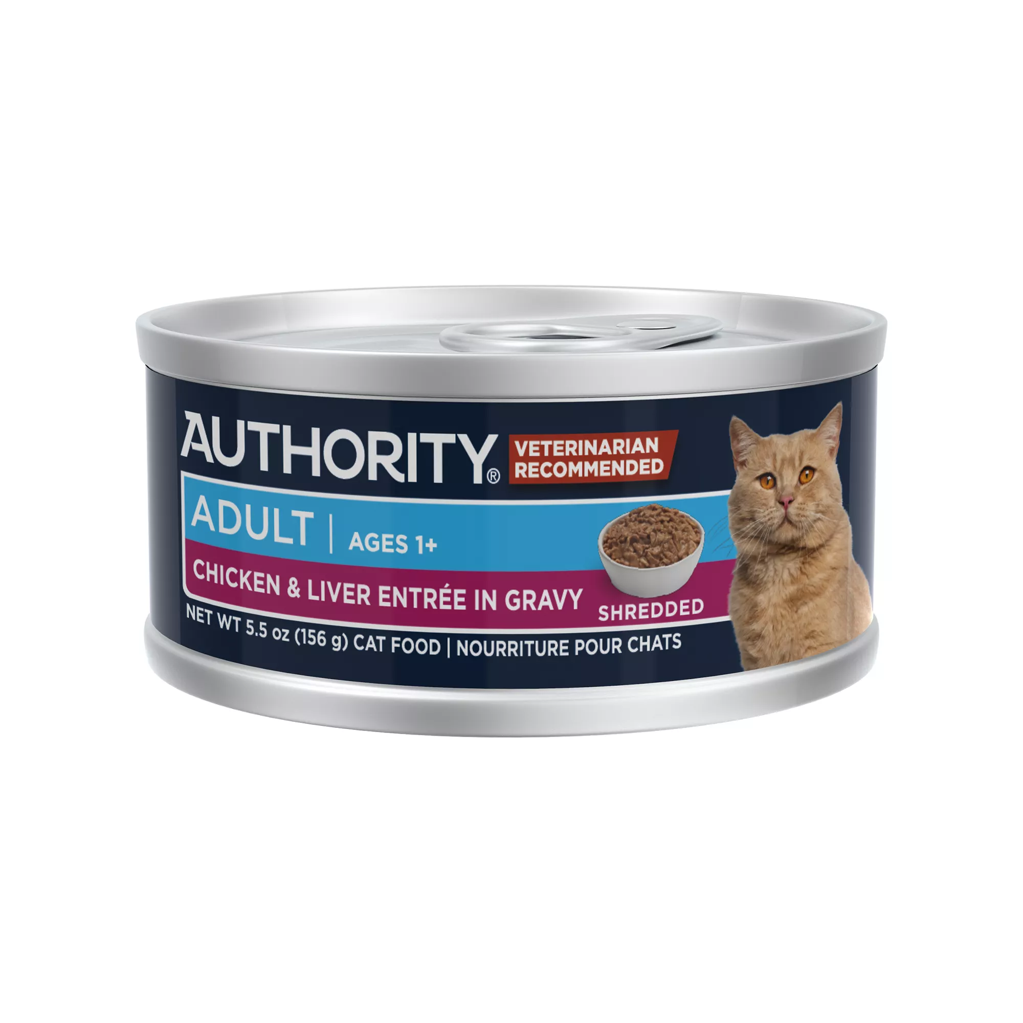 Authority® Everyday Health Adult Cat Wet Food - 5.5 Oz, Shreds in Gravy, With-Grain