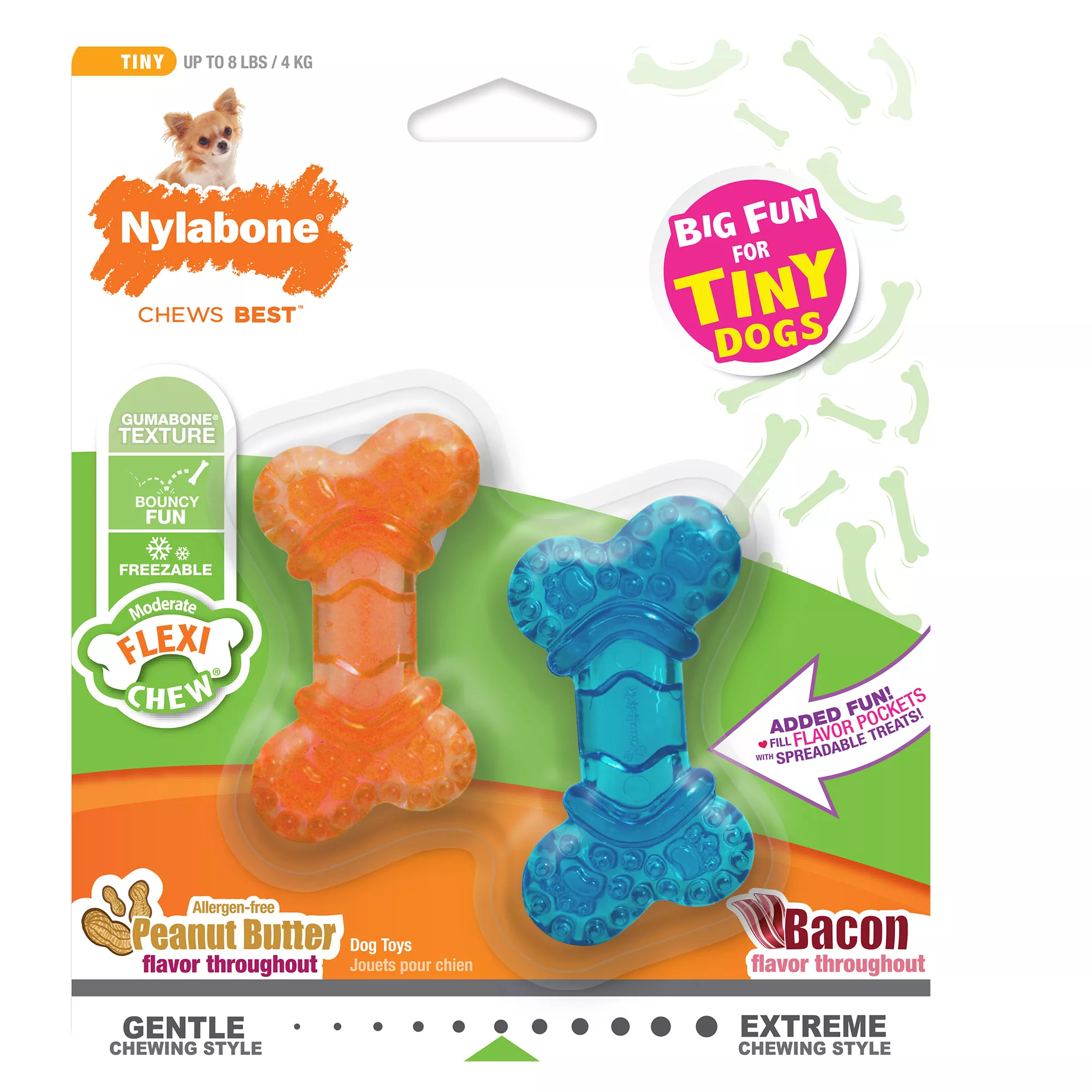 Nylabone® FlexiChew® Tiny Twin Pack Dog Toys - 2 Pack