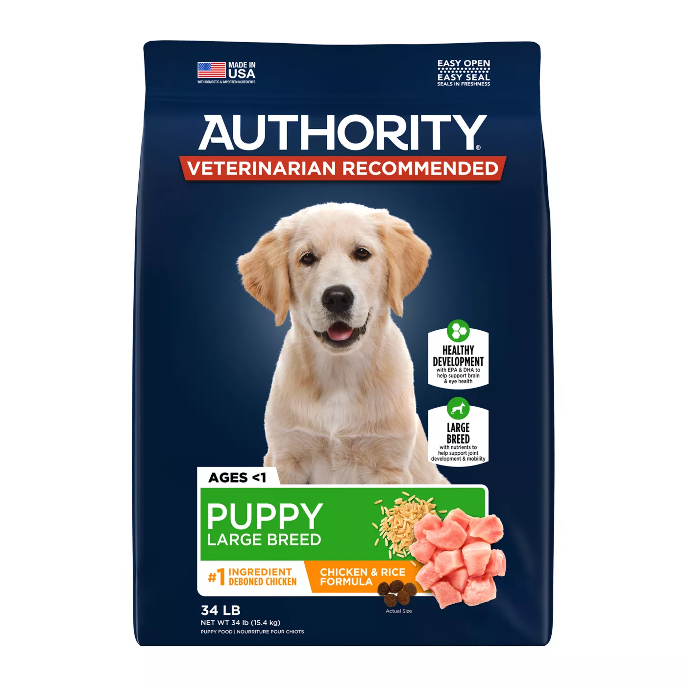 Authority Everyday Health Large Breed Puppy Dry Dog Food Chicken Rice