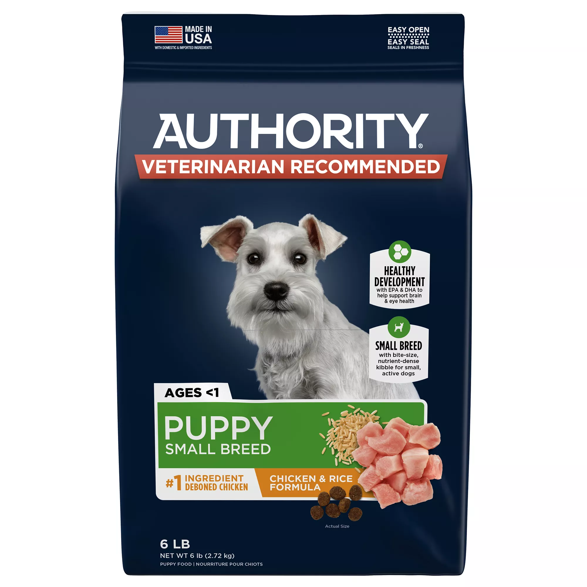 Authority® Everyday Health Small Breed Puppy Dry Dog Food - Chicken & Rice, 6 lb