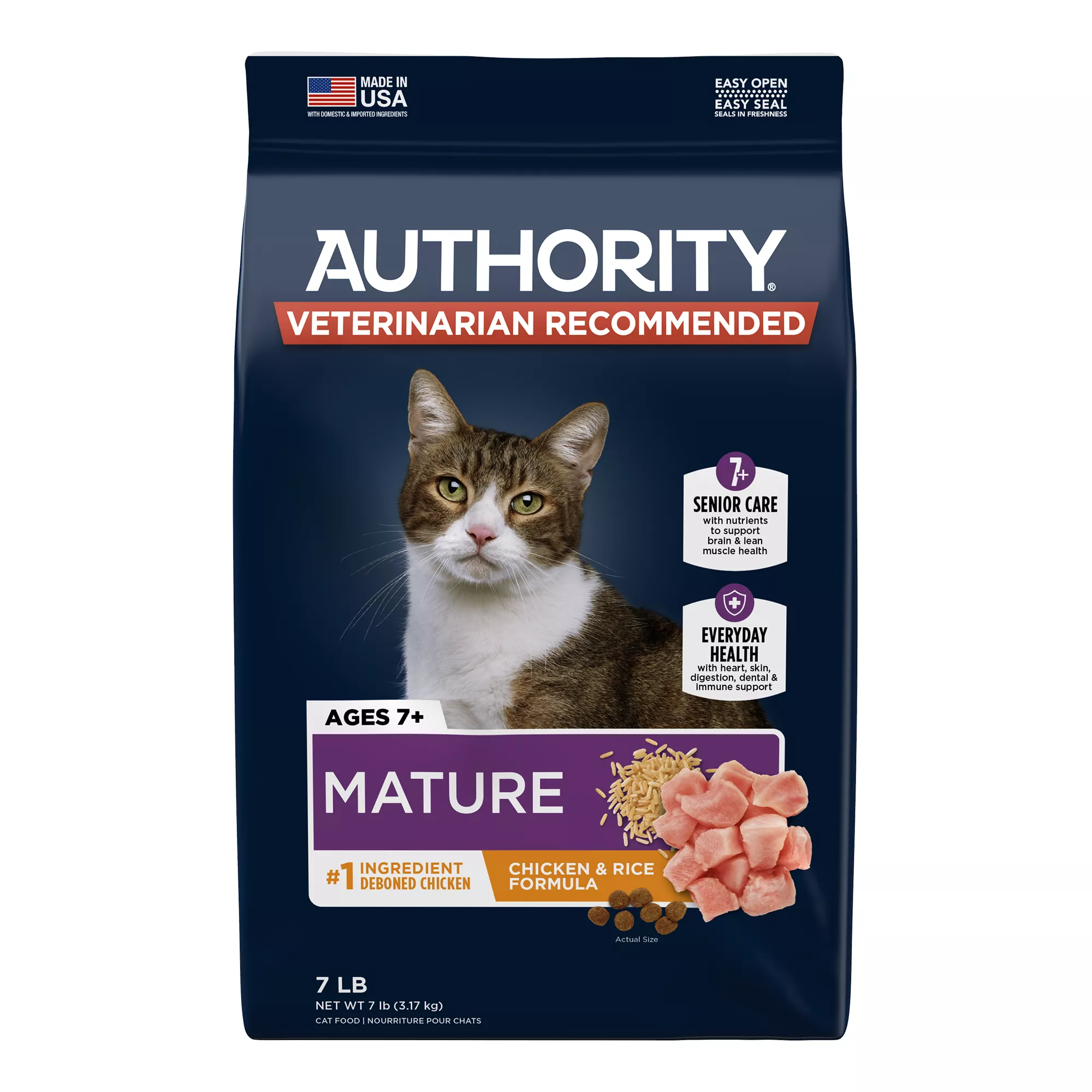 Authority® Everyday Health Senior Dry Cat Food - Chicken & Rice, With-Grain