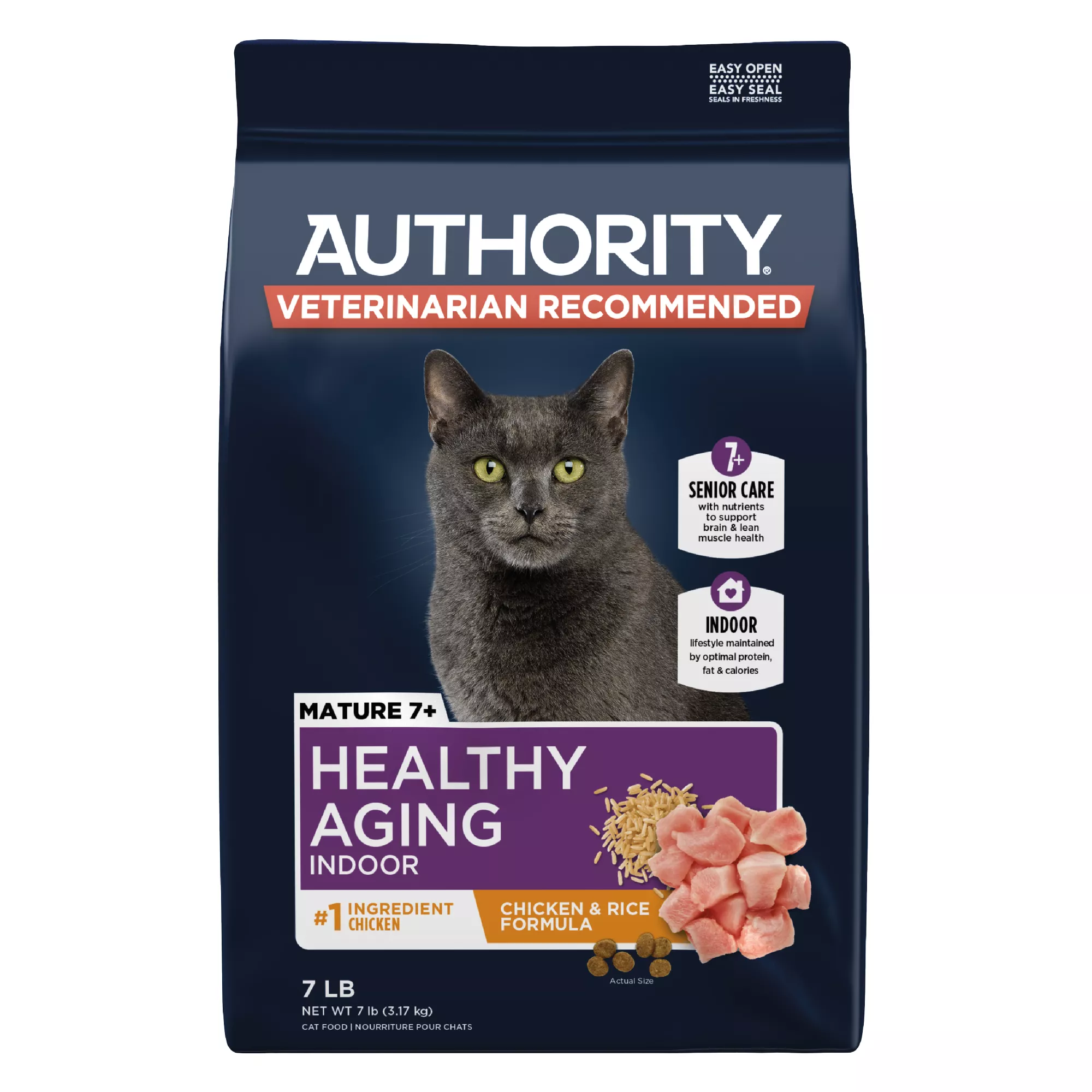 Authority® Everyday Health Indoor Senior Cat Dry Food - Chicken & Rice, With-Grain