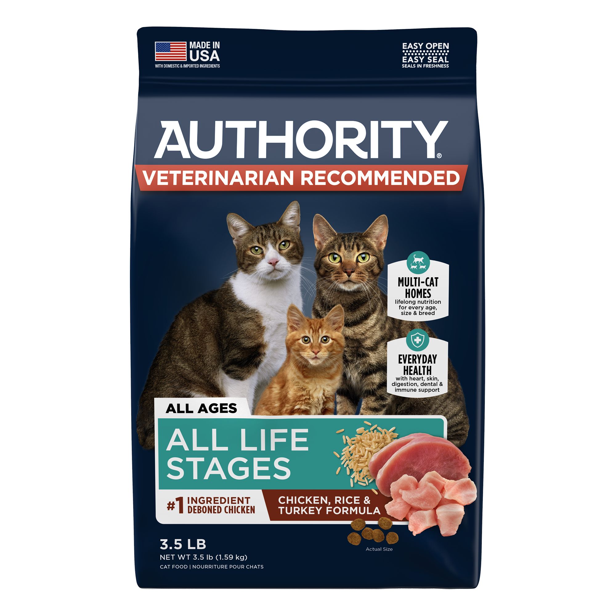 Authority All Life Stages Cat Food Chicken Rice Turkey Cat
