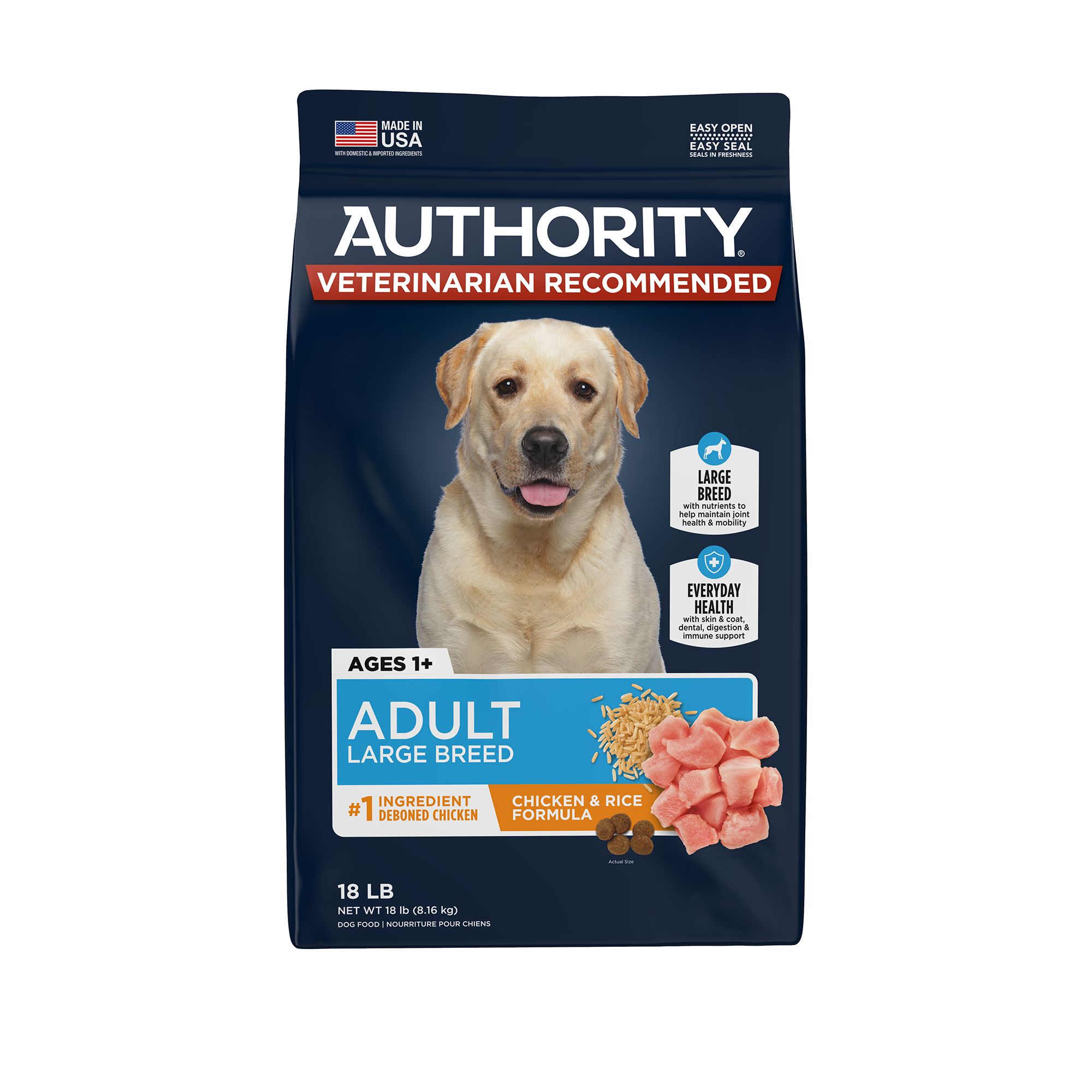 Authority Chicken & Rice Formula Large Breed Adult Dry Dog Food, 18-lb Bag