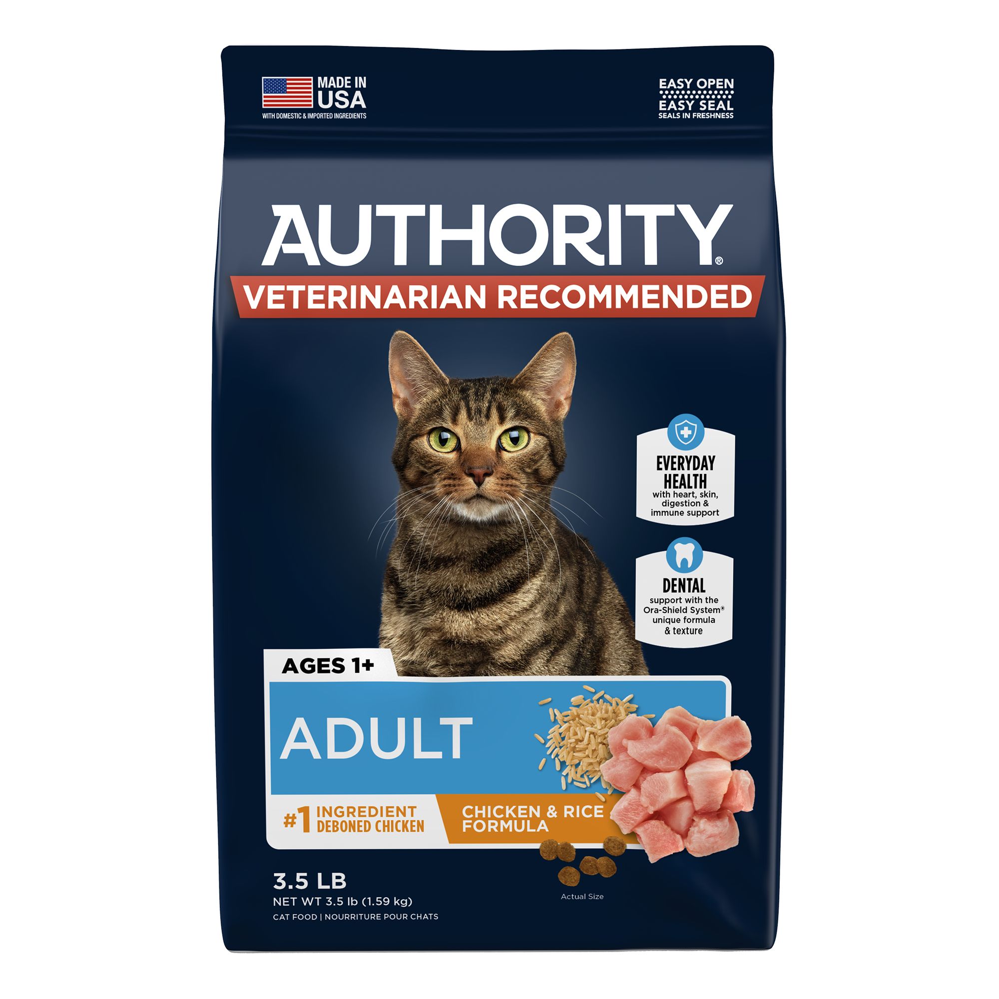 Authority Everyday Health Adult Dry Cat Food Chicken Rice With Grain