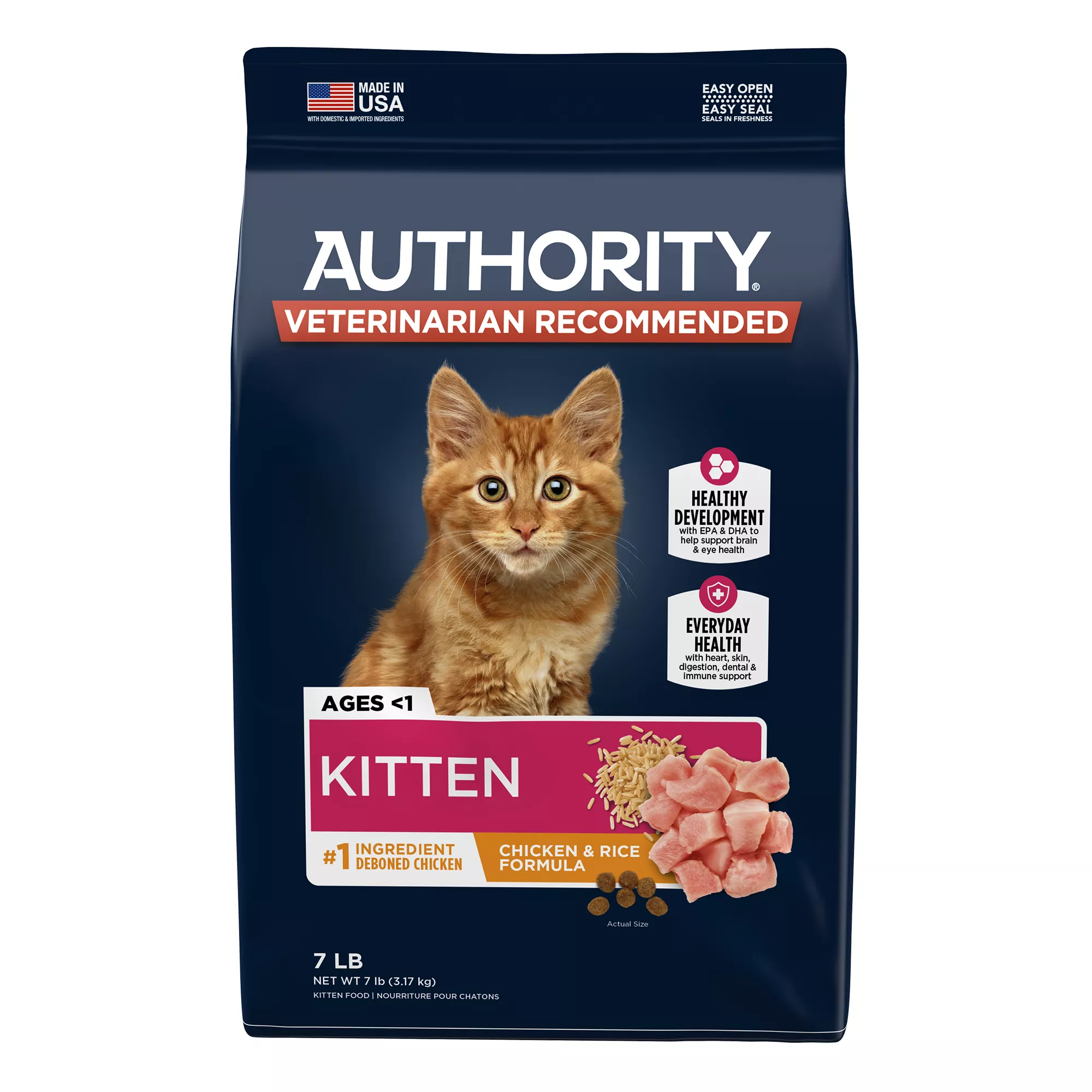 Authority® Everyday Health Kitten Dry Cat Food - Chicken & Rice, With-Grain